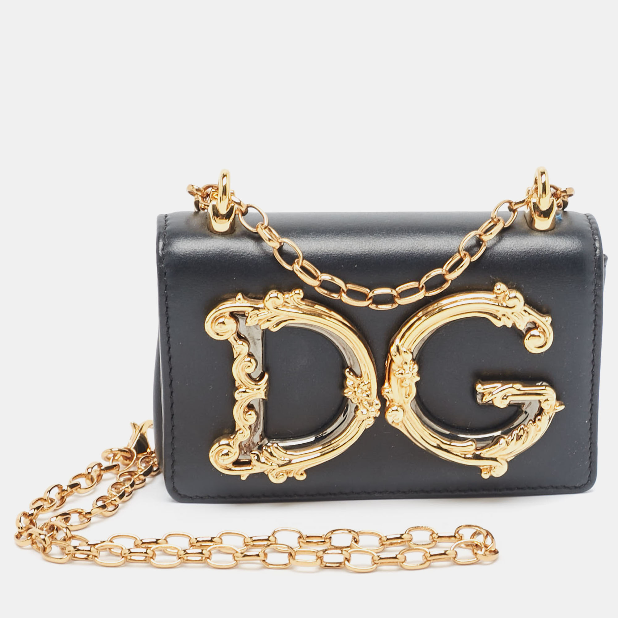 

Dolce & Gabbana Black Leather Micro DG Girls Crossbody Bag