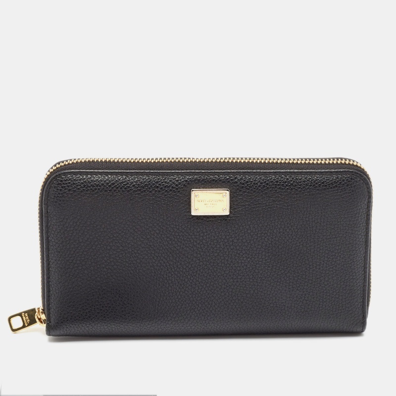 

Dolce & Gabbana Black Leather Zip Continental Wallet