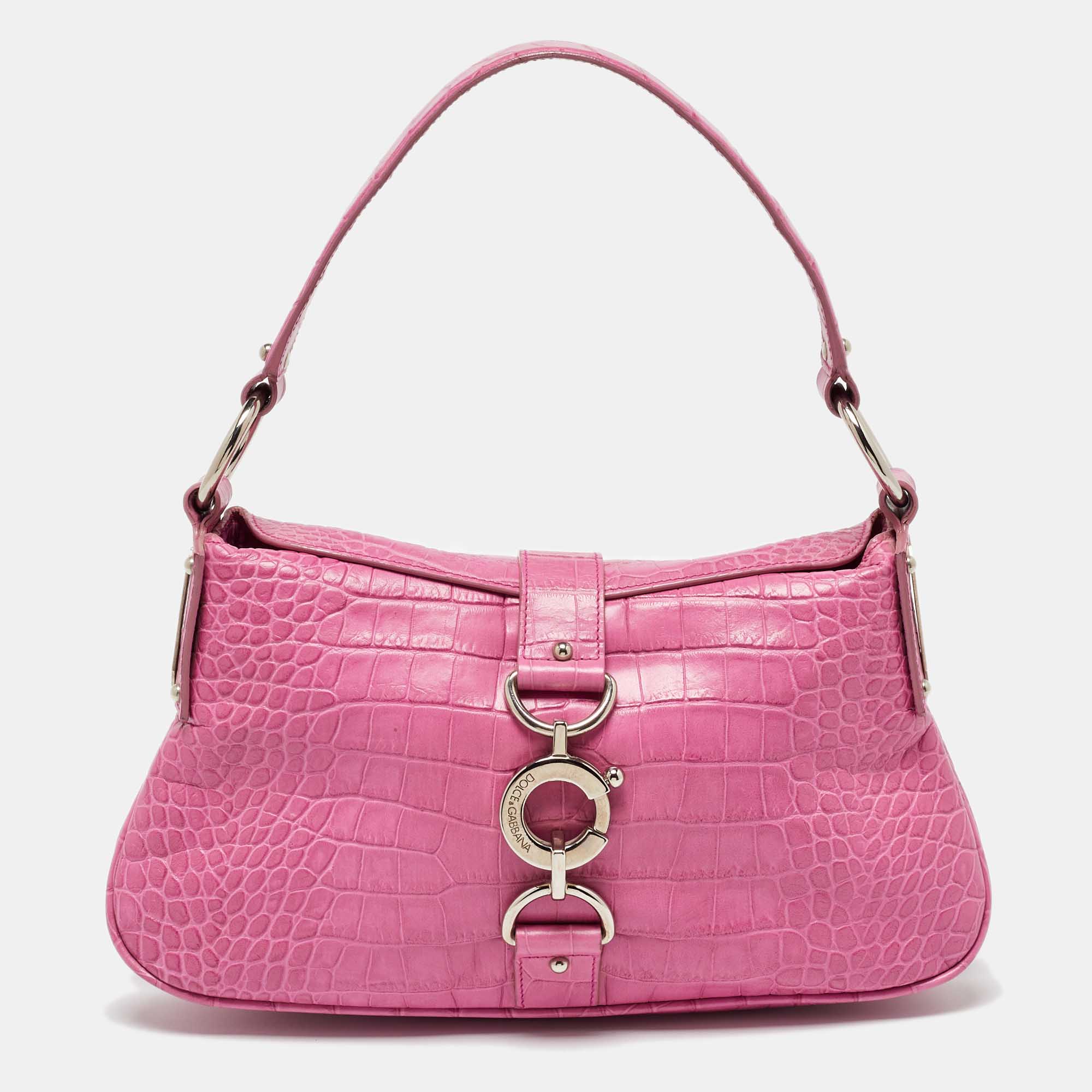 

Dolce & Gabbana Pink Alligator Hobo