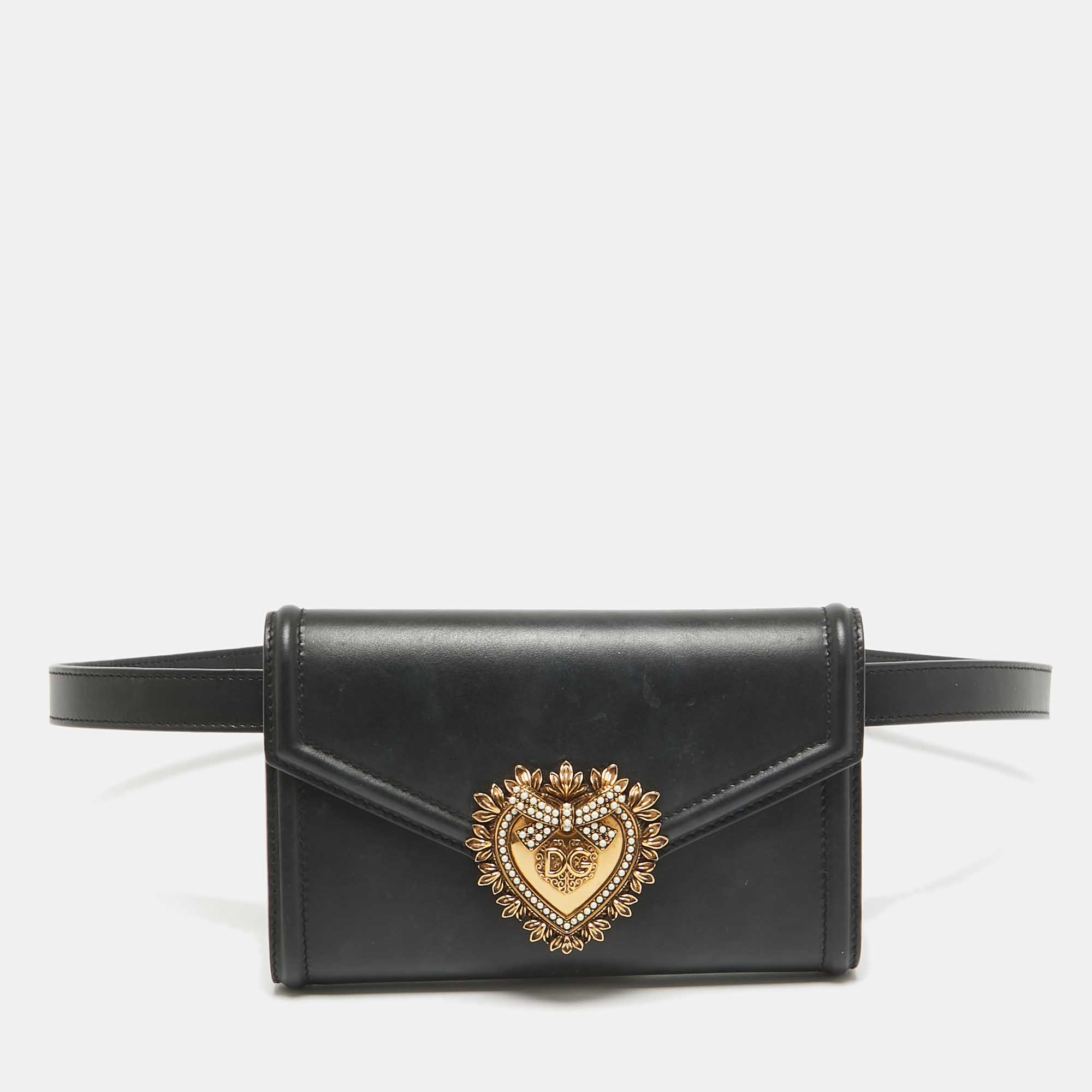 

Dolce & Gabbana Black Leather Devotion Belt Bag