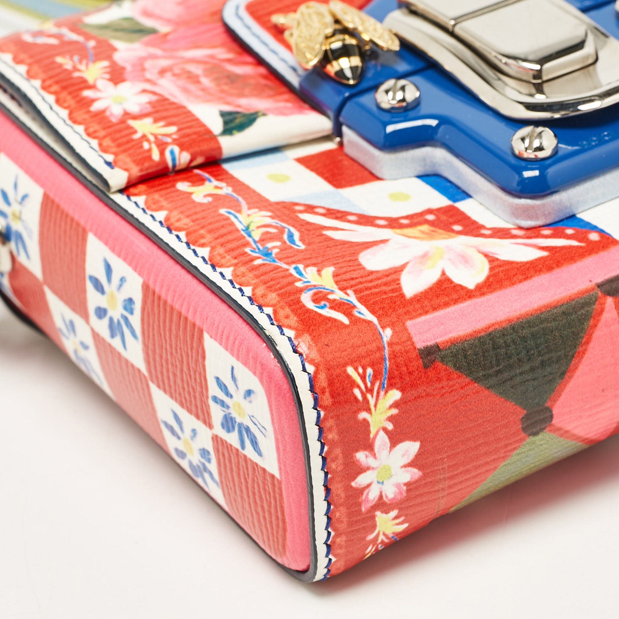 Dolce & Gabbana Multicolor Print Leather Mini Lucia Crossbody Bag 