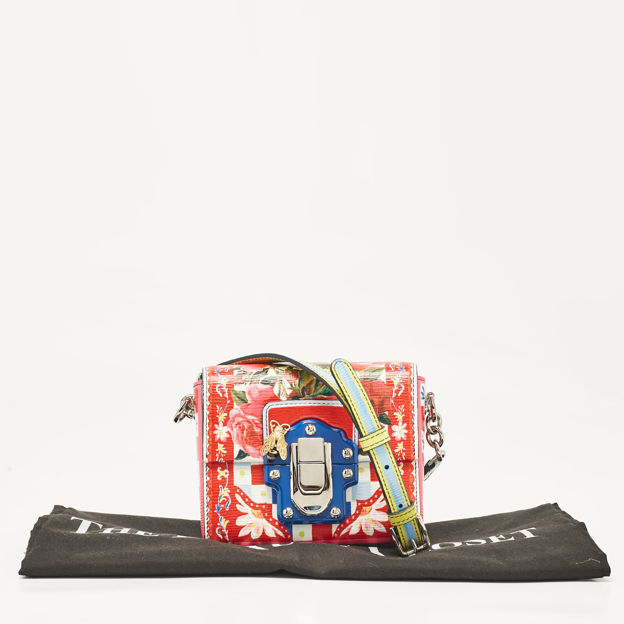 Dolce & Gabbana Multicolor Print Leather Mini Lucia Crossbody Bag 