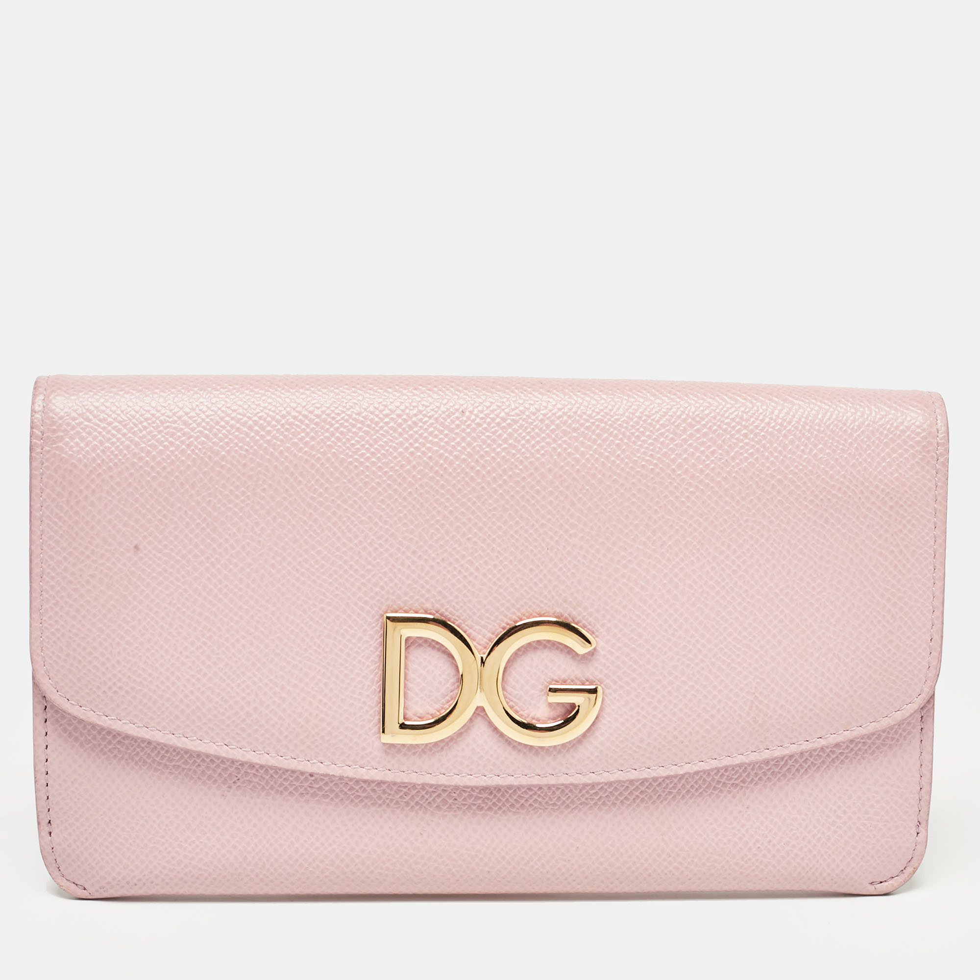 

Dolce & Gabbana Pink Leather DG Flap Continental Wallet