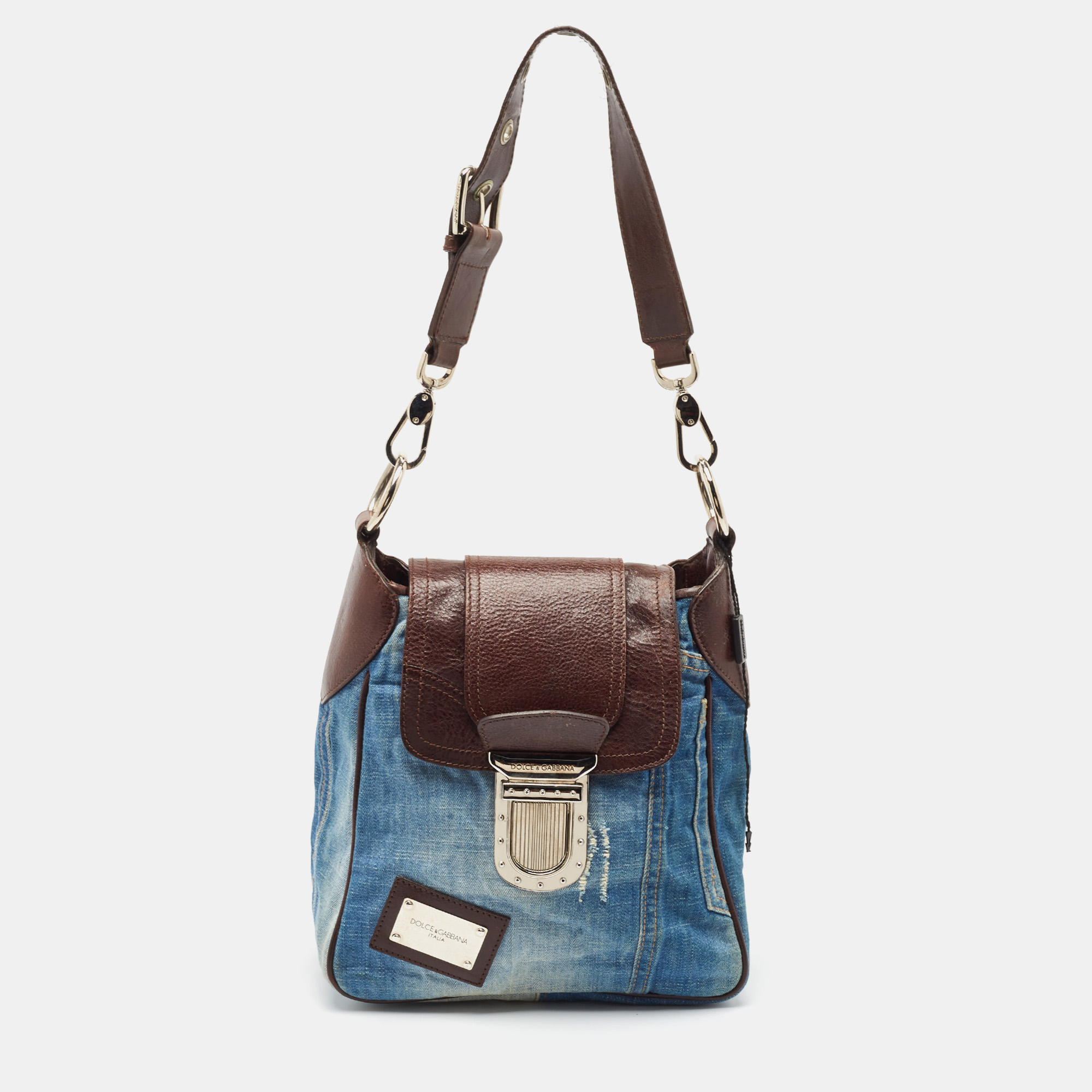 

Dolce & Gabbana Blue Denim and Leather Flap Shoulder Bag