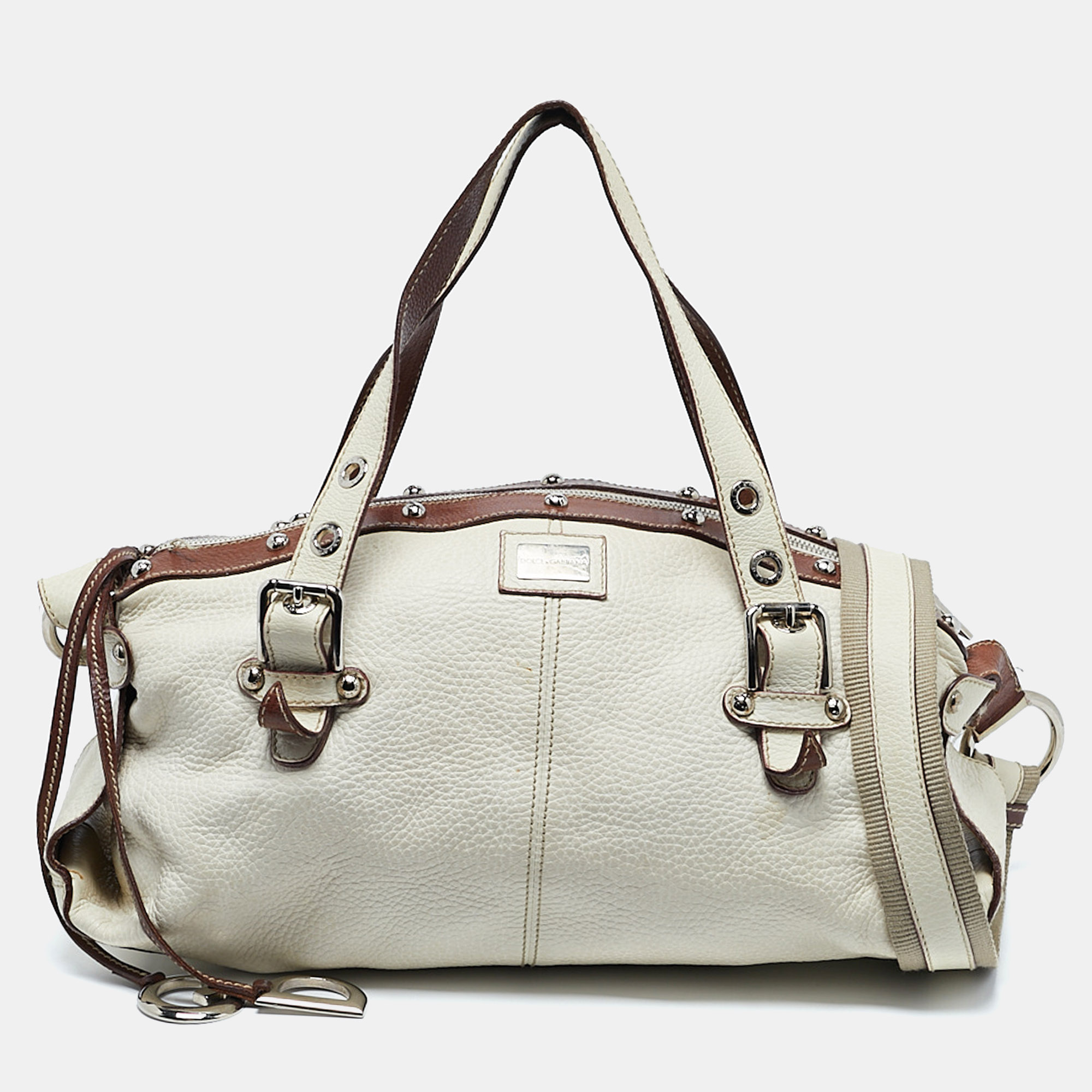 

Dolce & Gabbana White Leather Top Handle Bag