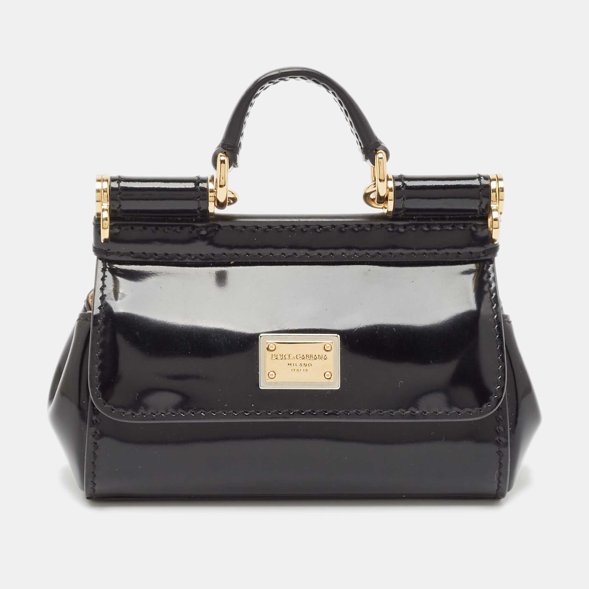 

Dolce & Gabbana Black Patent Leather Micro Miss Sicily Bag