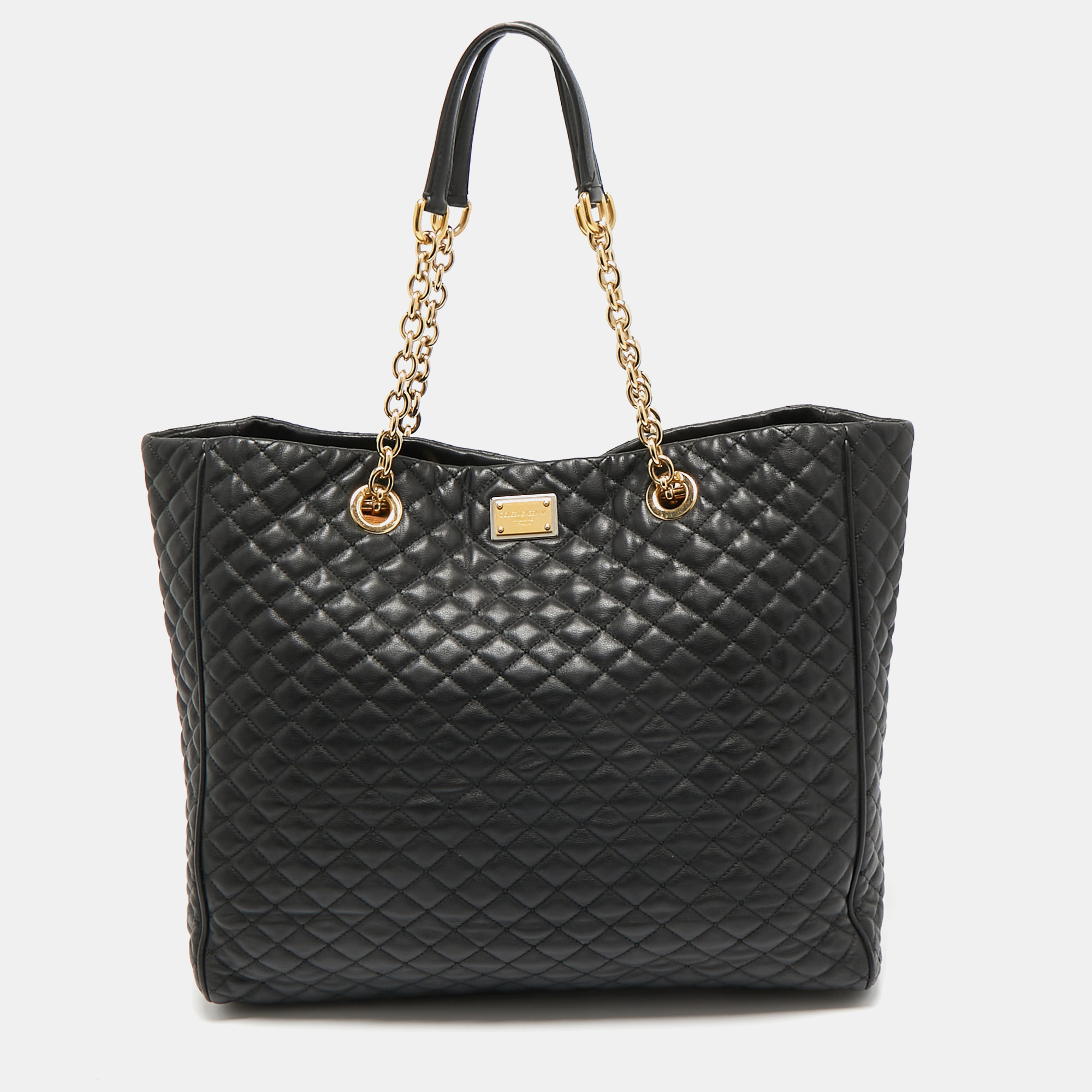 

Dolce & Gabbana Black Quilted Leather Chain Shopper Tote