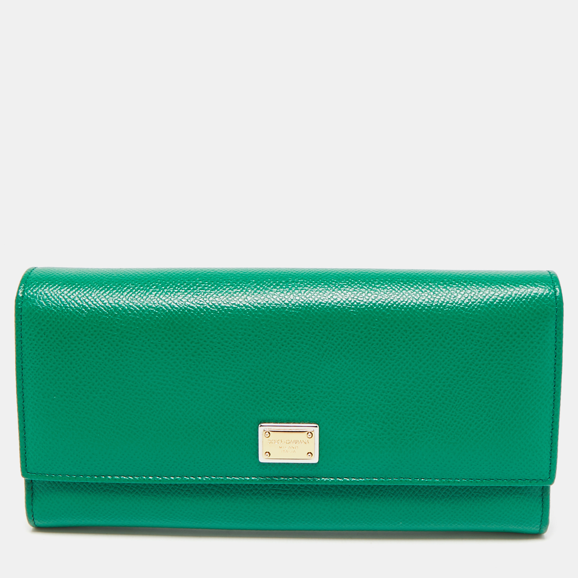 

Dolce & Gabbana Green Leather Flap Continental Wallet