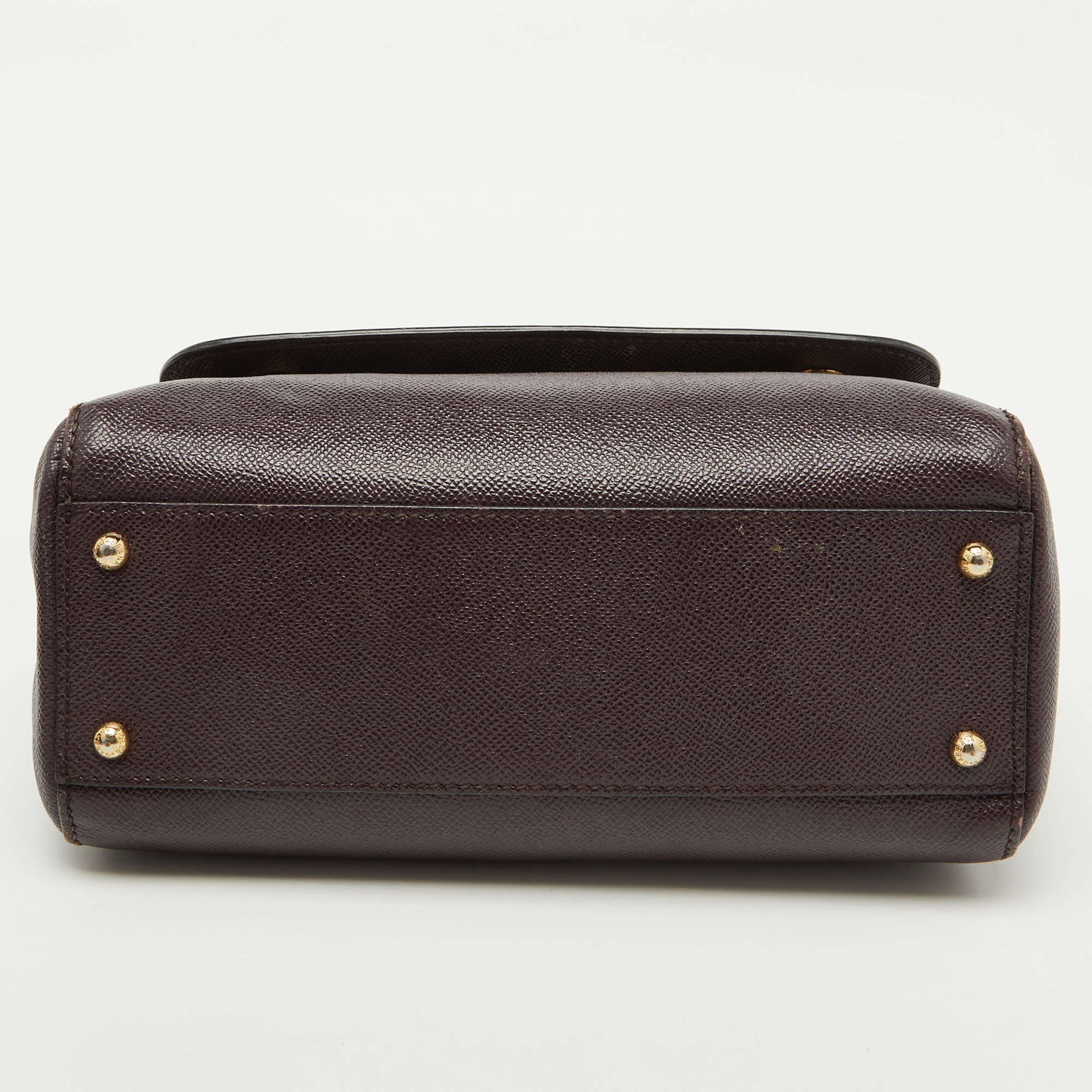 Dolce & Gabbana Dark Purple Leather Medium Miss Sicily Top Handle Bag 