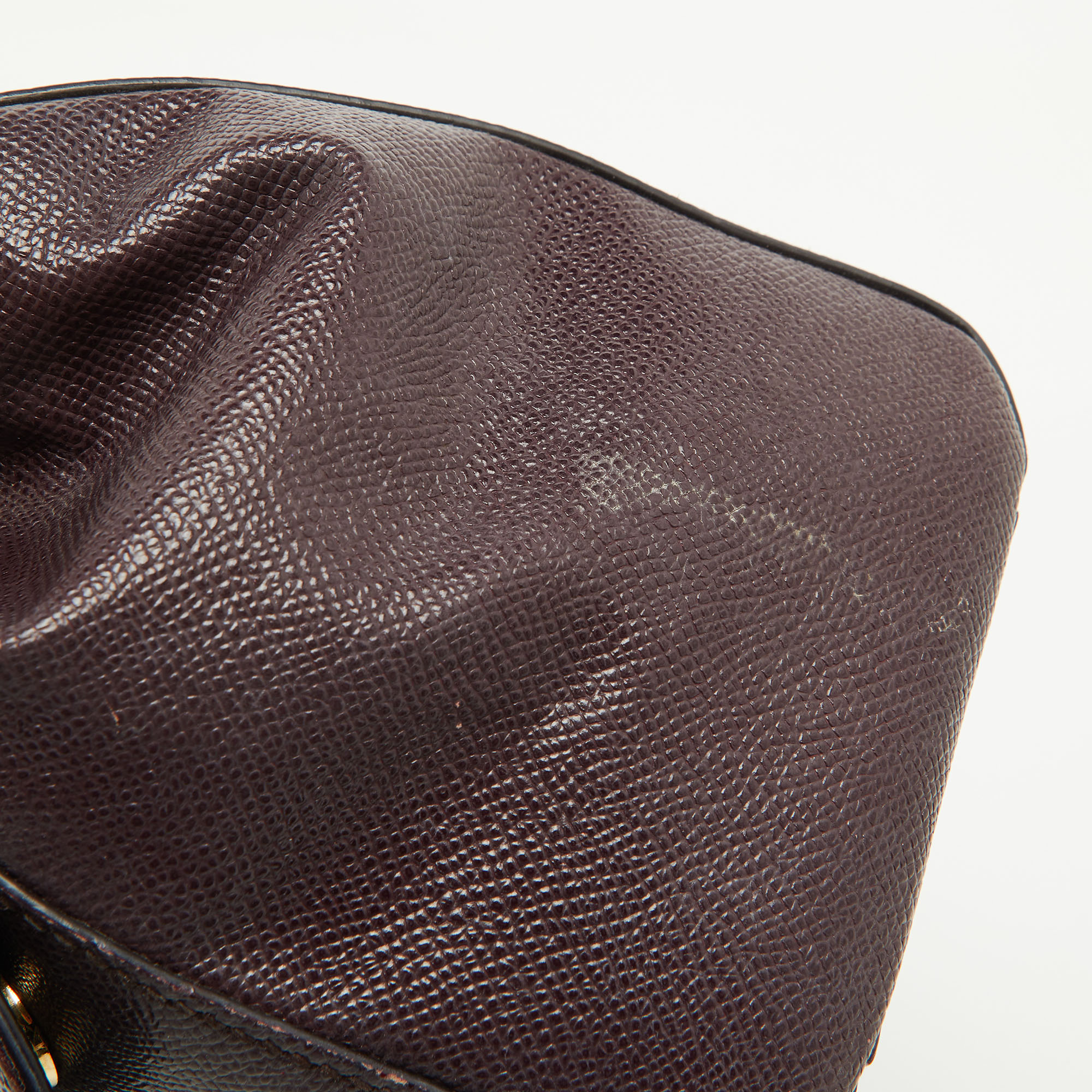 Dolce & Gabbana Dark Purple Leather Medium Miss Sicily Top Handle Bag 