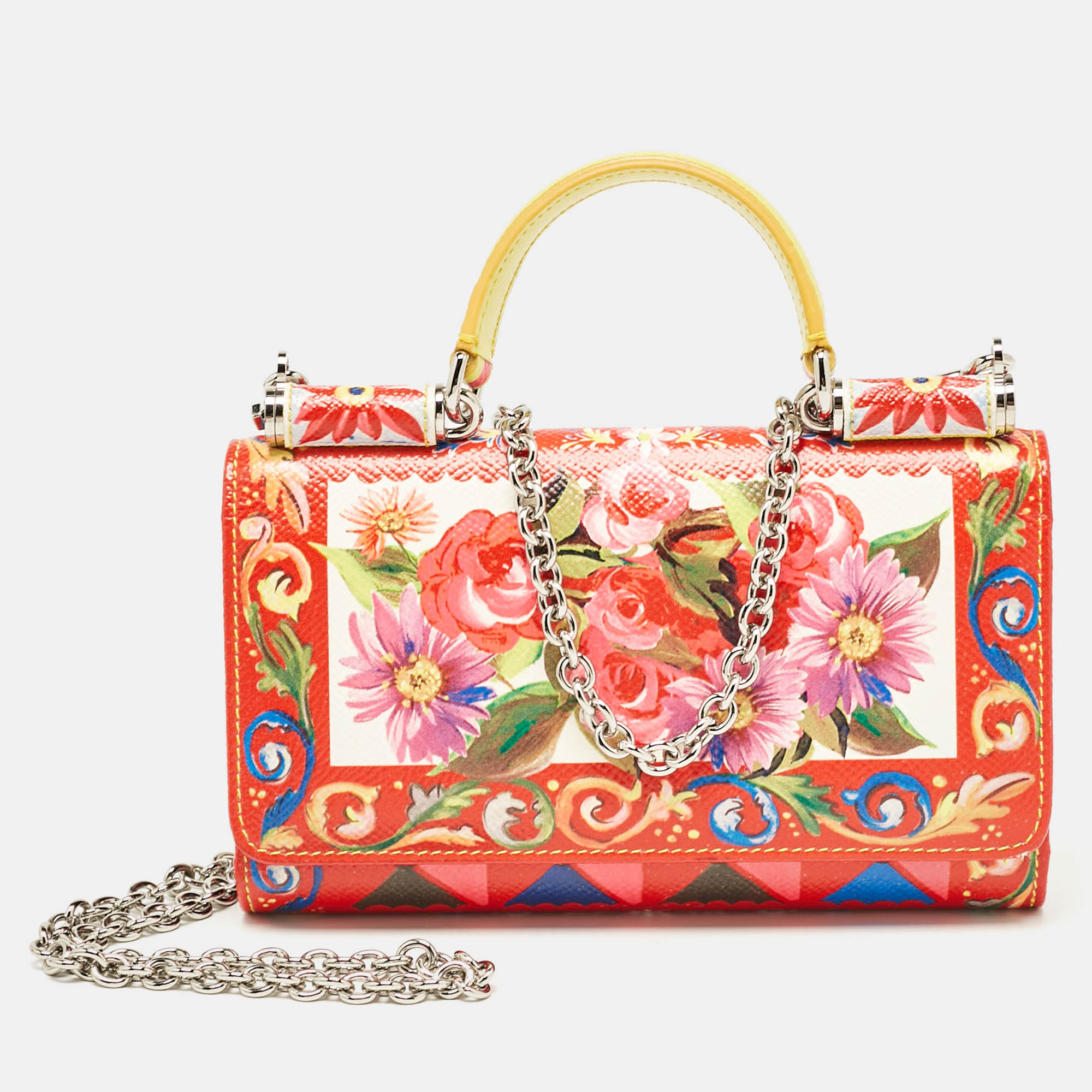 

Dolce & Gabbana Multicolor Printed Leather Miss Sicily Von Wallet on chain