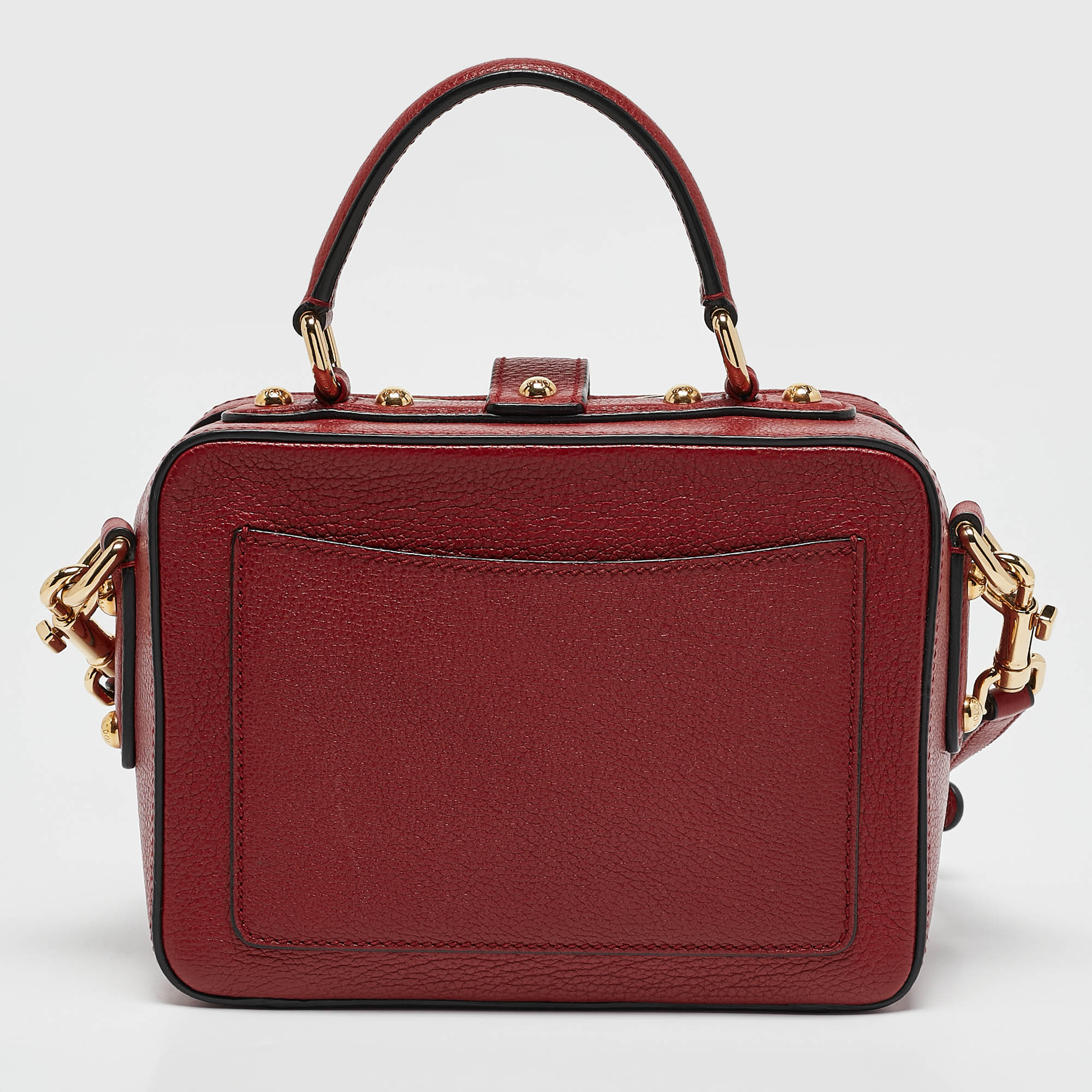 Dolce & Gabbana Red Leather Rosaria Box Top Handle Bag 