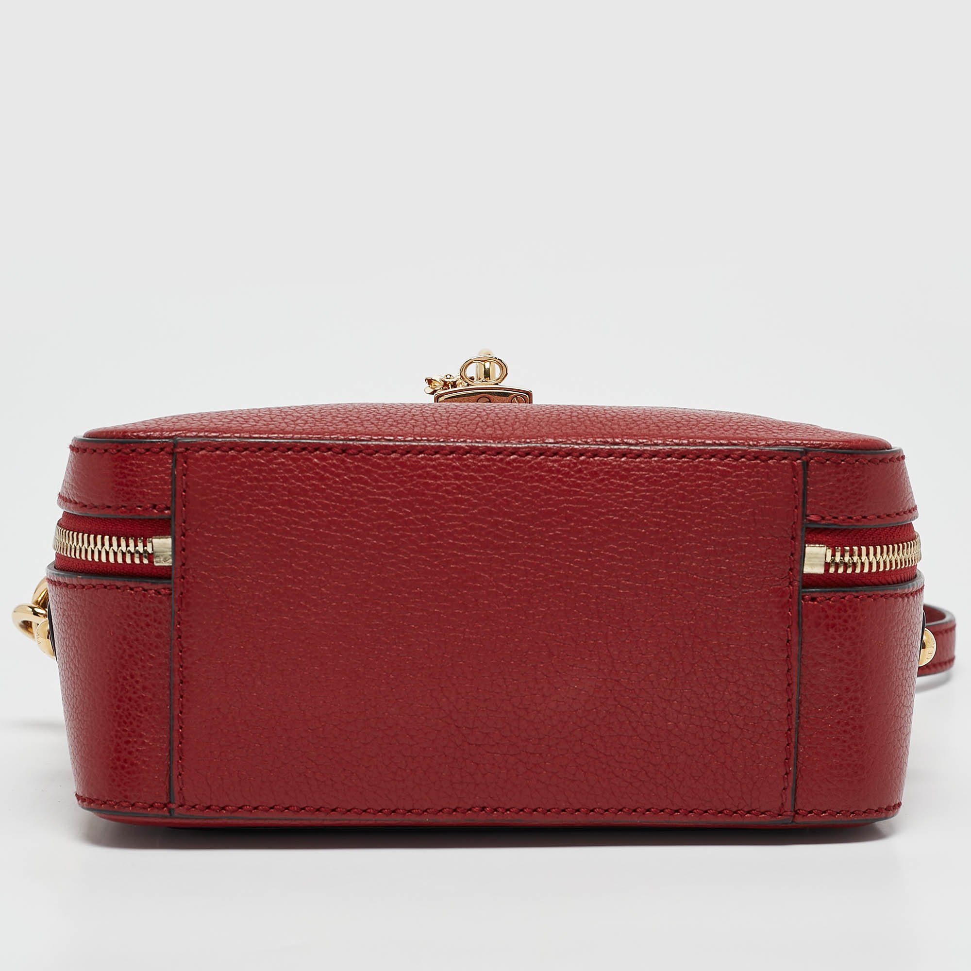 Dolce & Gabbana Red Leather Rosaria Box Top Handle Bag 