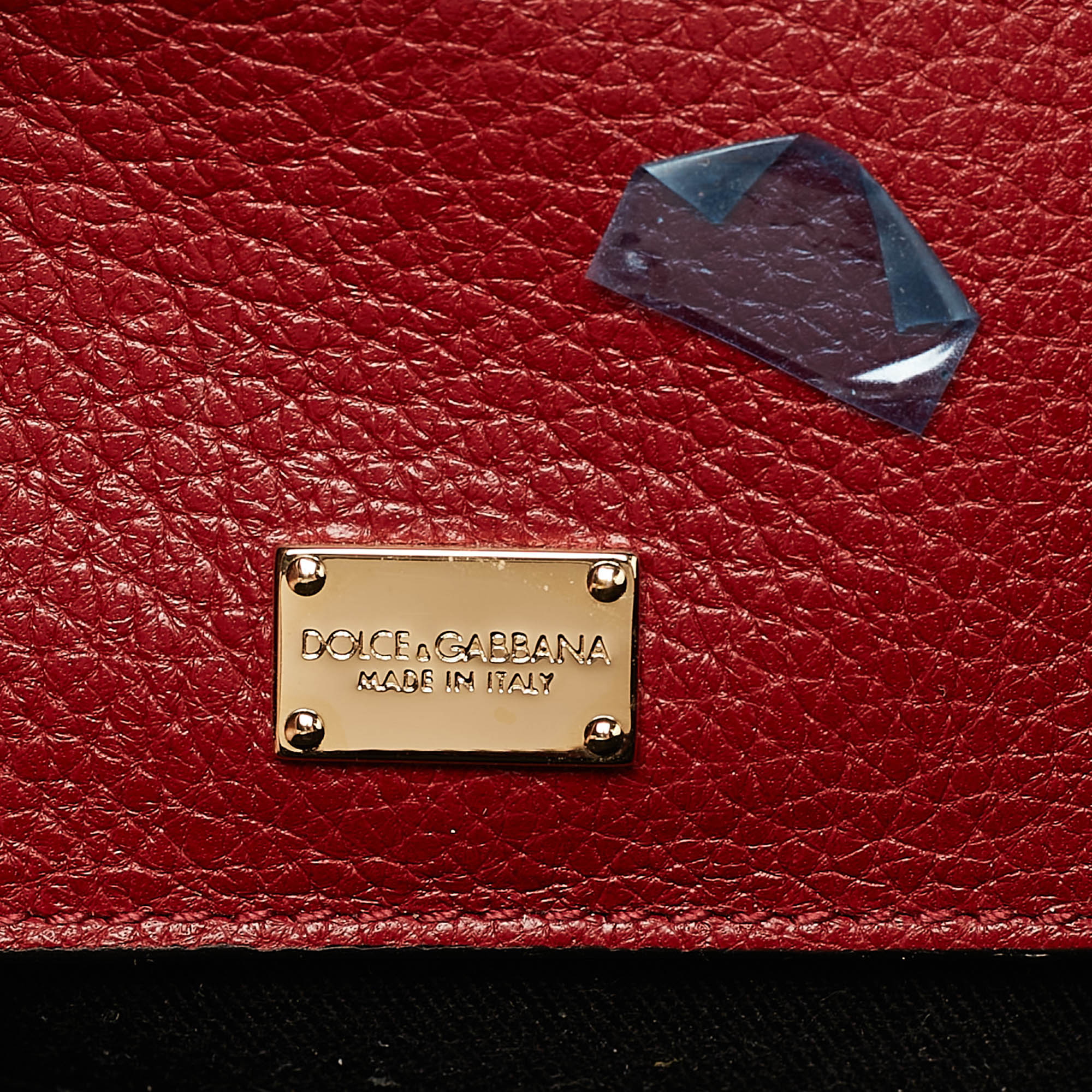 Dolce & Gabbana Red Leather Rosaria Box Top Handle Bag 