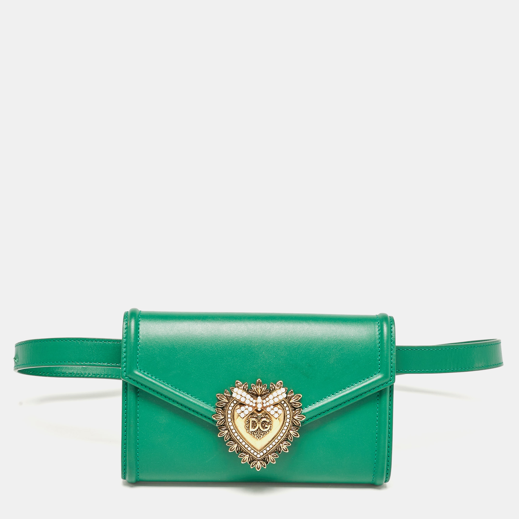 

Dolce & Gabbana Green Leather Devotion Belt Bag