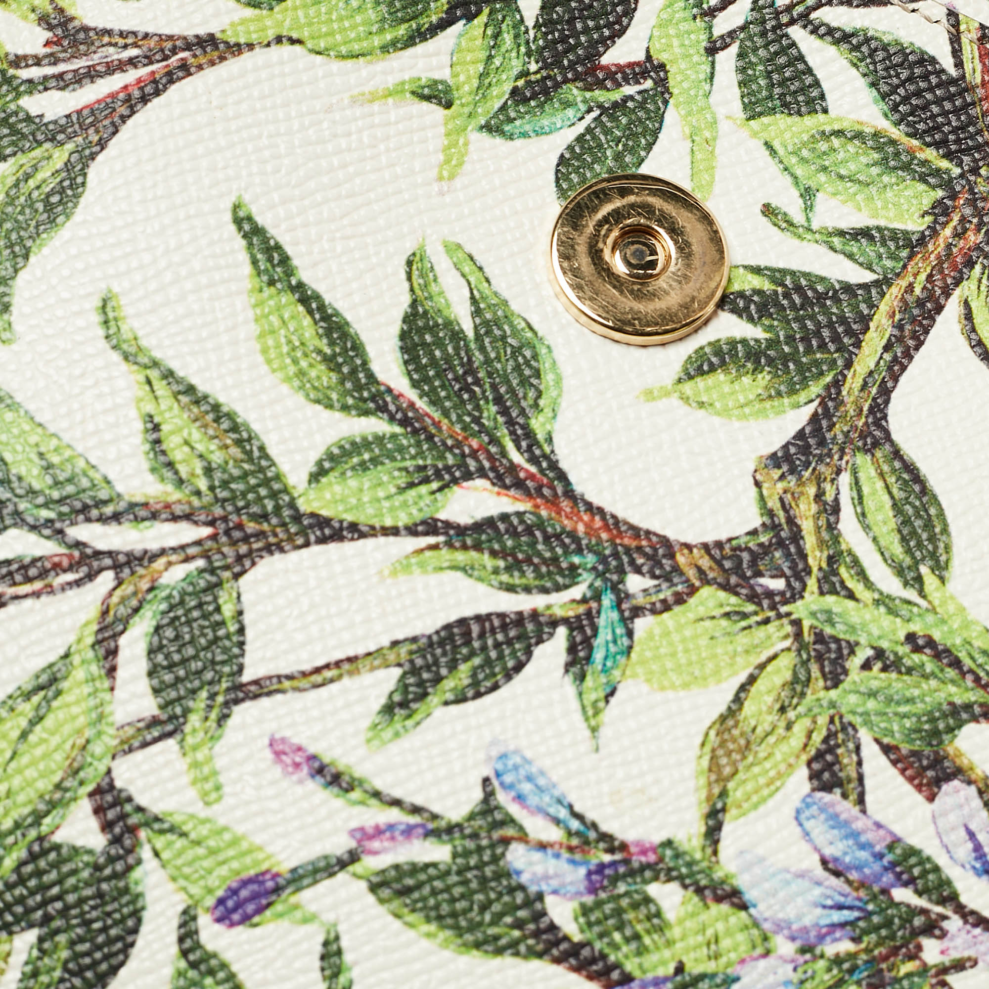 Dolce & Gabbana White/Multicolor Printed Leather Medium Miss Sicily Top Handle Bag 