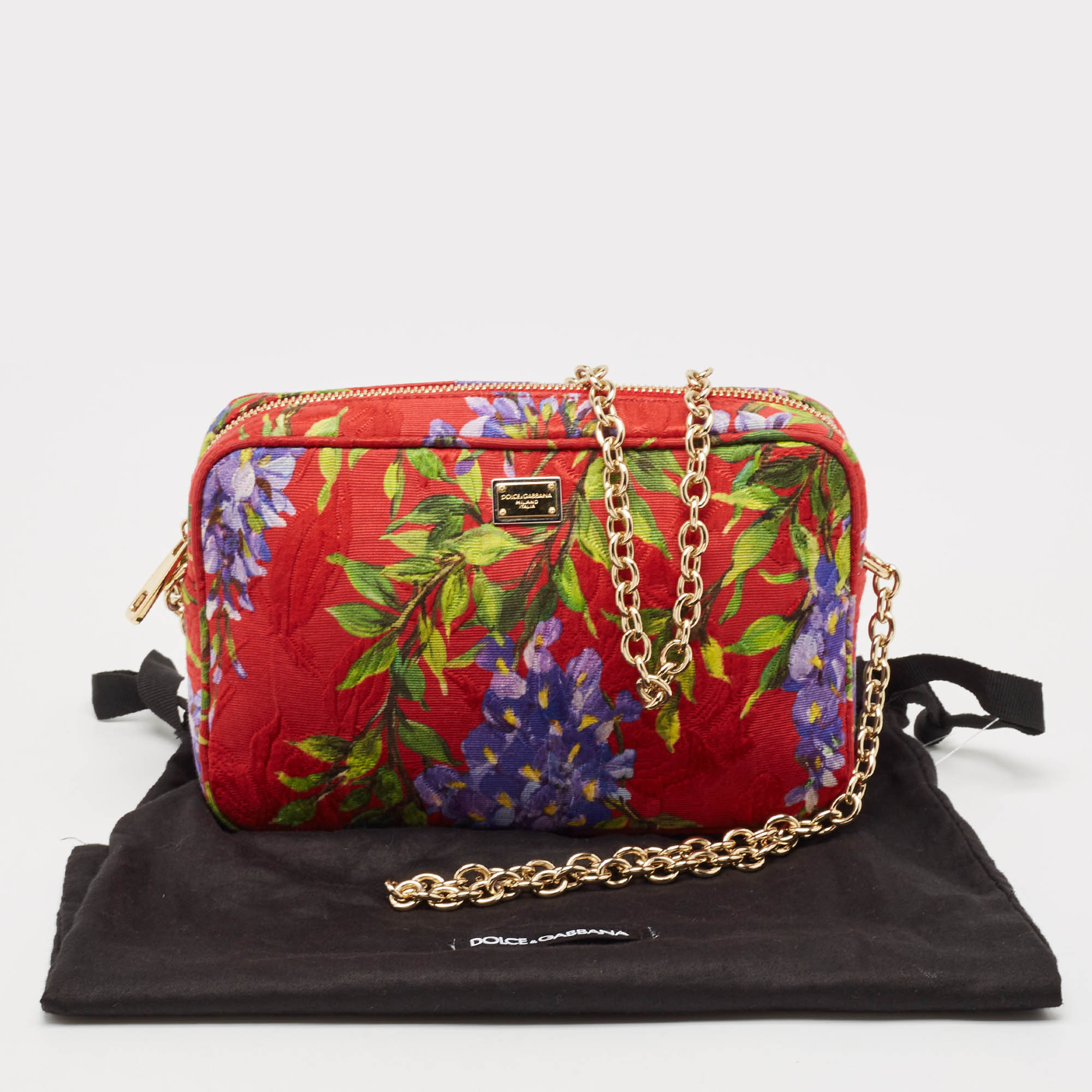 Dolce & Gabbana Multicolor Floral Print Fabric Miss Glam Chain Shoulder Bag 