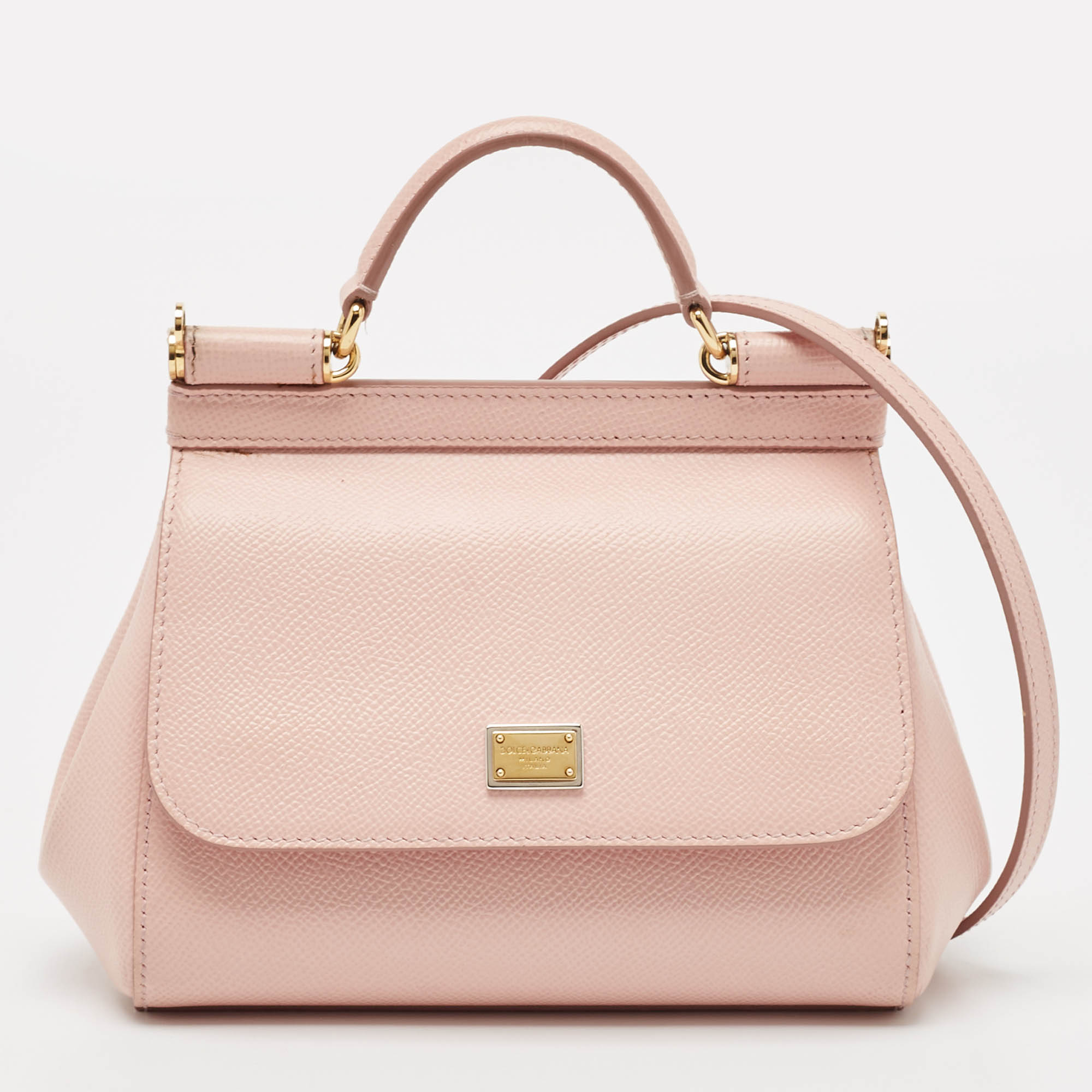 

Dolce & Gabbana Light Pink Leather Mini Miss Sicily Top Handle Bag