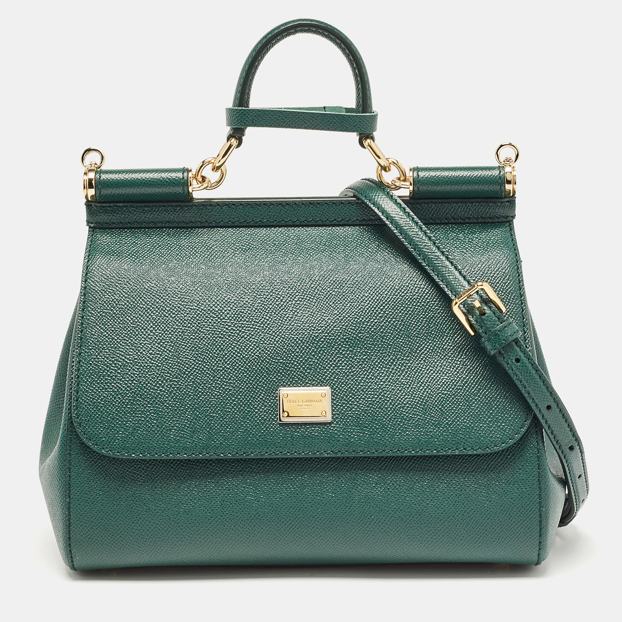 

Dolce & Gabbana Green Leather  Miss Sicily Top Handle Bag