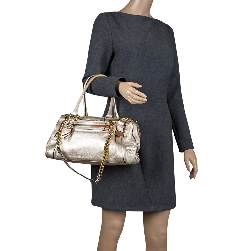

Dolce & Gabbana Gold Leather Miss Easy Way Boston Bag
