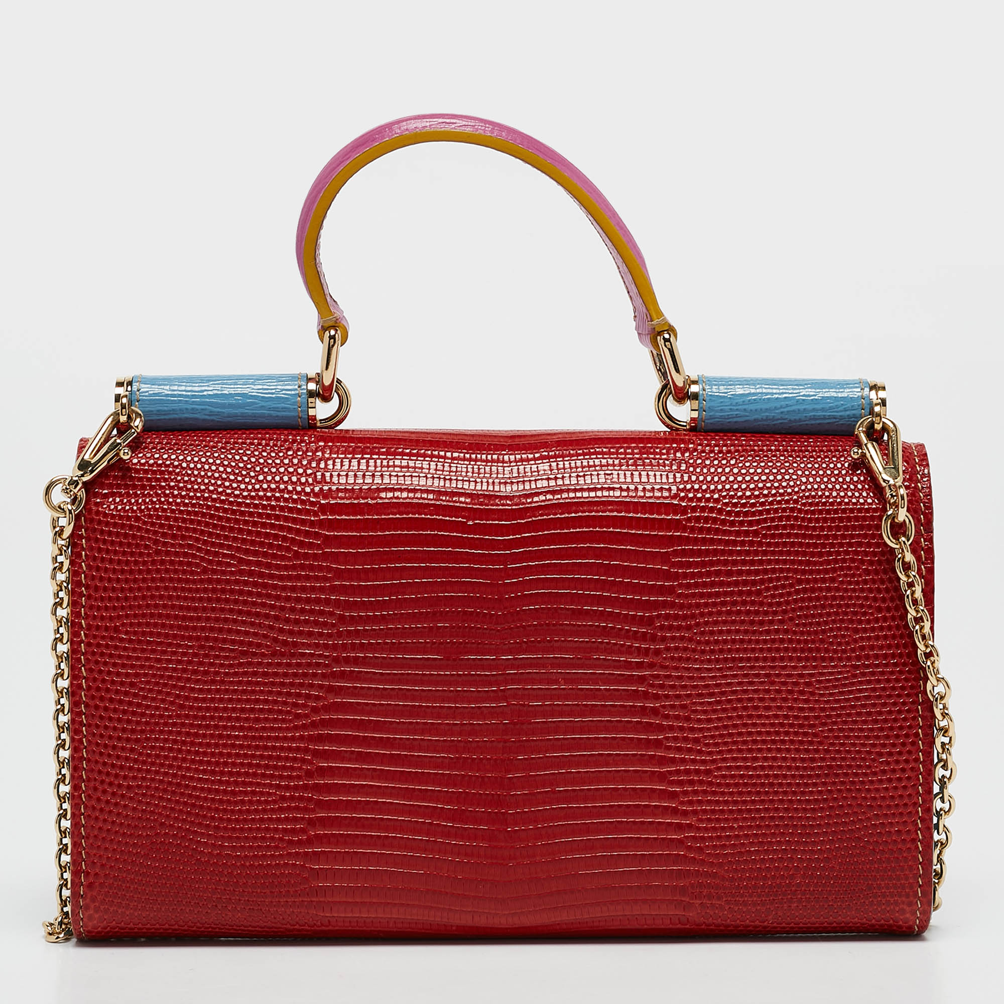 Dolce & Gabbana Multicolor Lizard Embossed Leather Miss Sicily Von Wallet on Chain 
