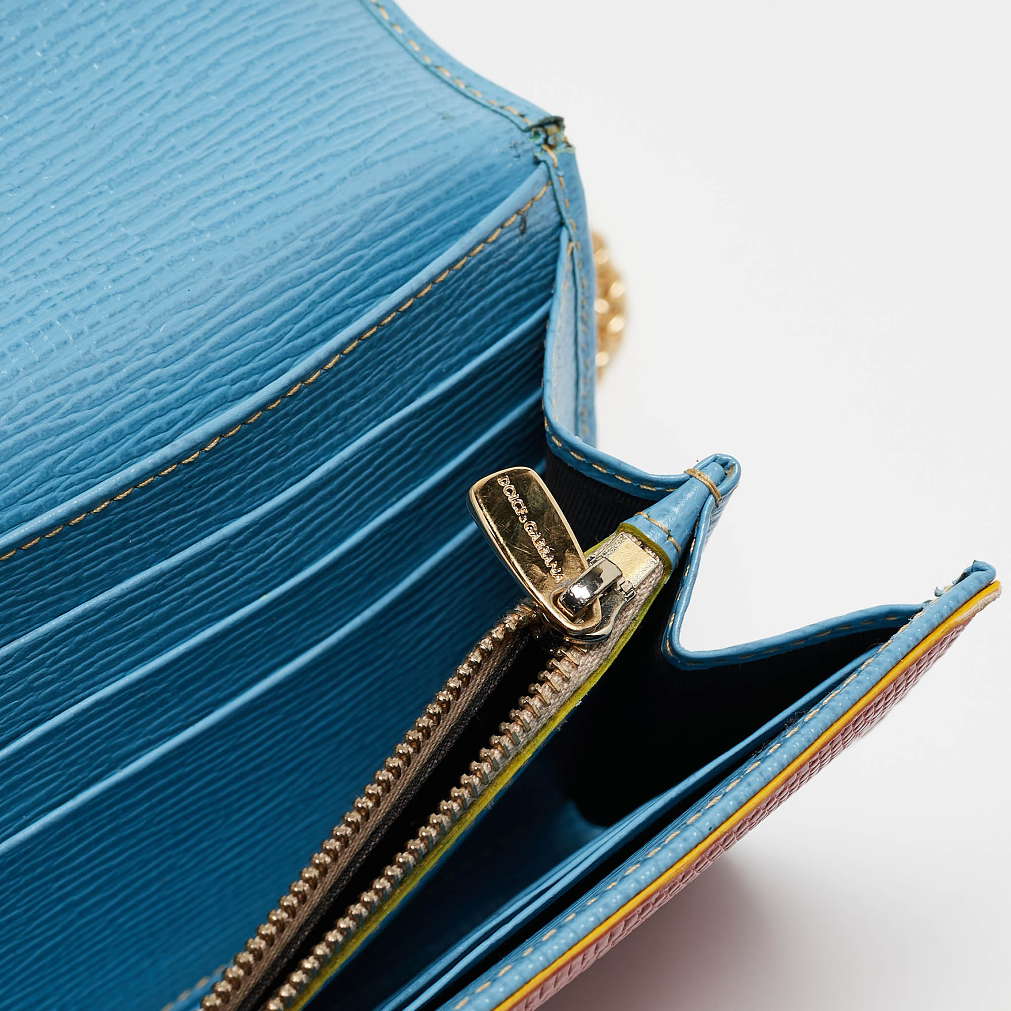 Dolce & Gabbana Multicolor Lizard Embossed Leather Miss Sicily Von Wallet on Chain 