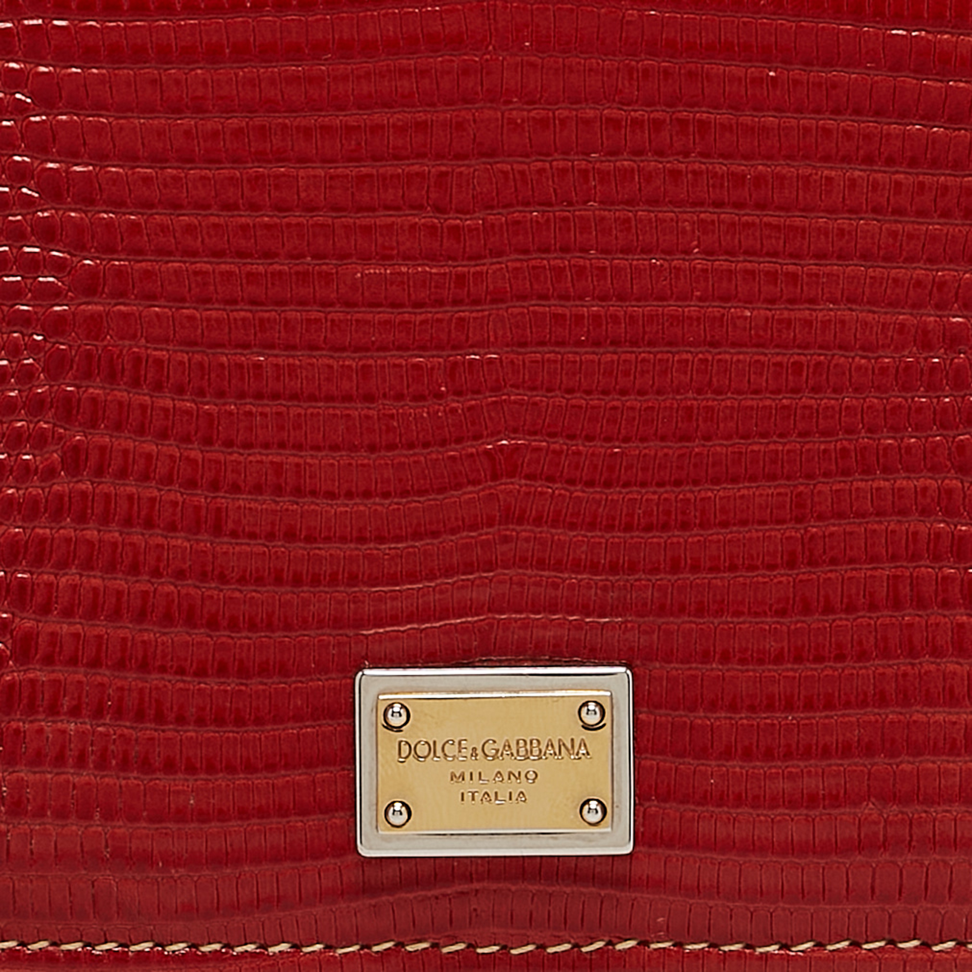 Dolce & Gabbana Multicolor Lizard Embossed Leather Miss Sicily Von Wallet on Chain 