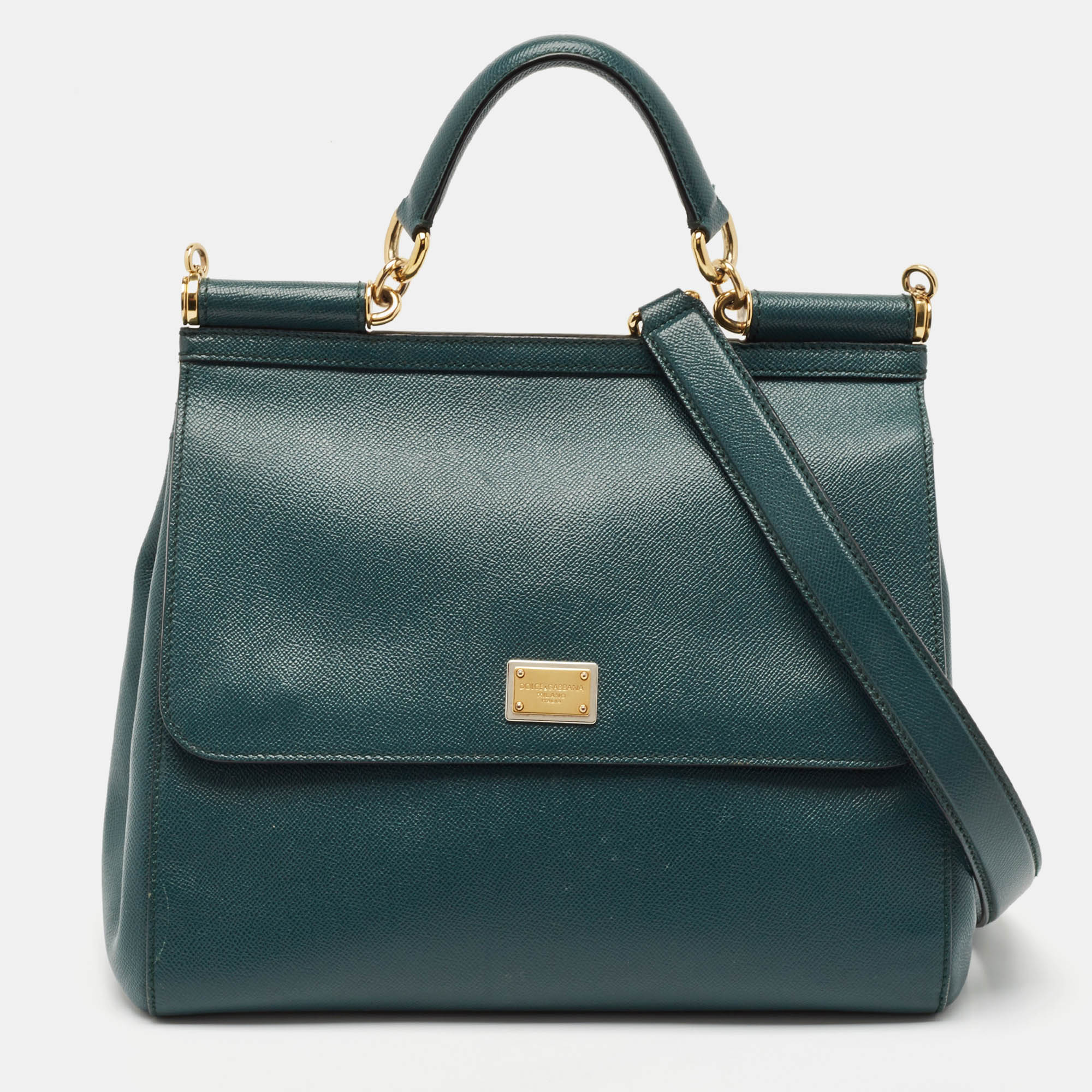 

Dolce & Gabbana Green Leather  Miss Sicily Top Handle Bag