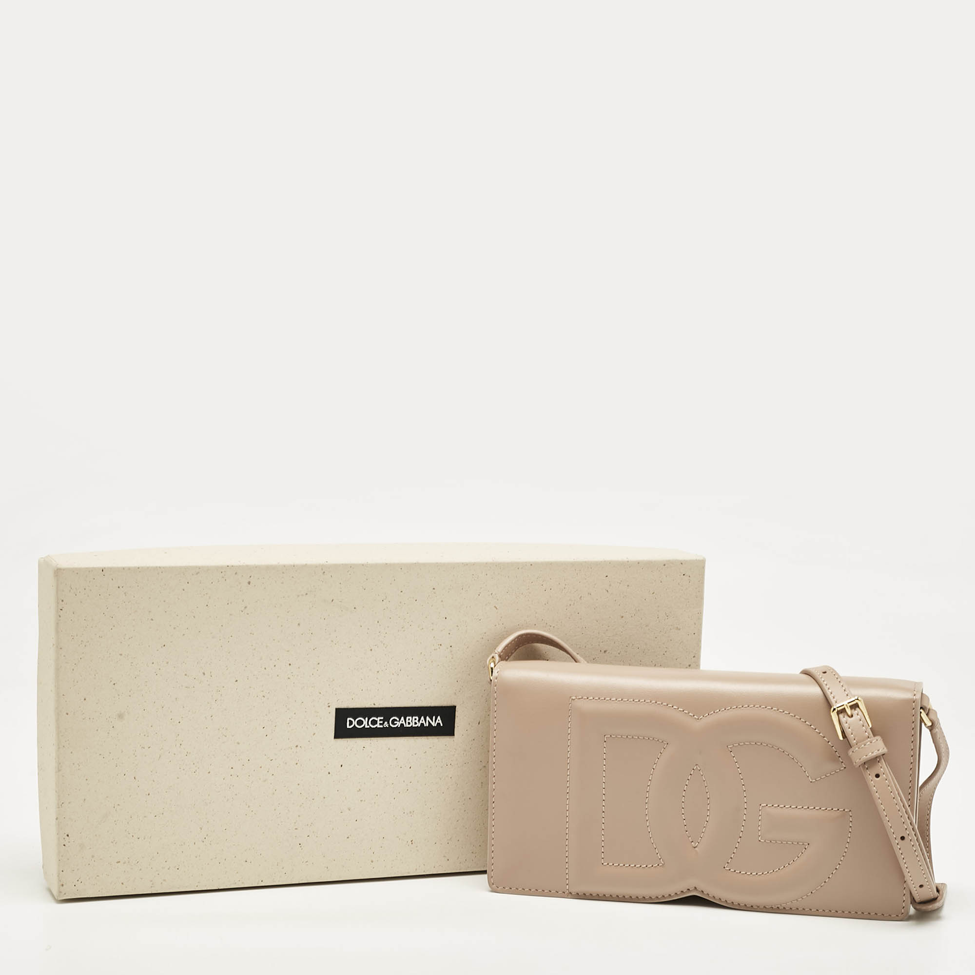 Dolce & Gabbana Blush Pink Leather DG Logo Phone Crossbody Bag 