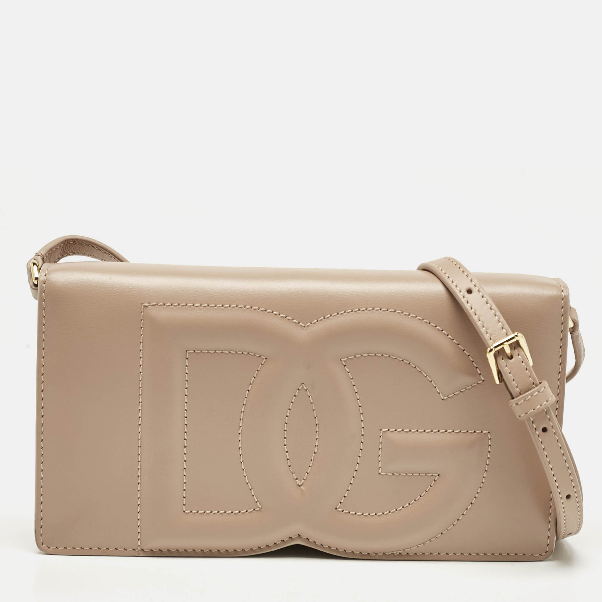 

Dolce & Gabbana Blush Pink Leather DG Logo Phone Crossbody Bag