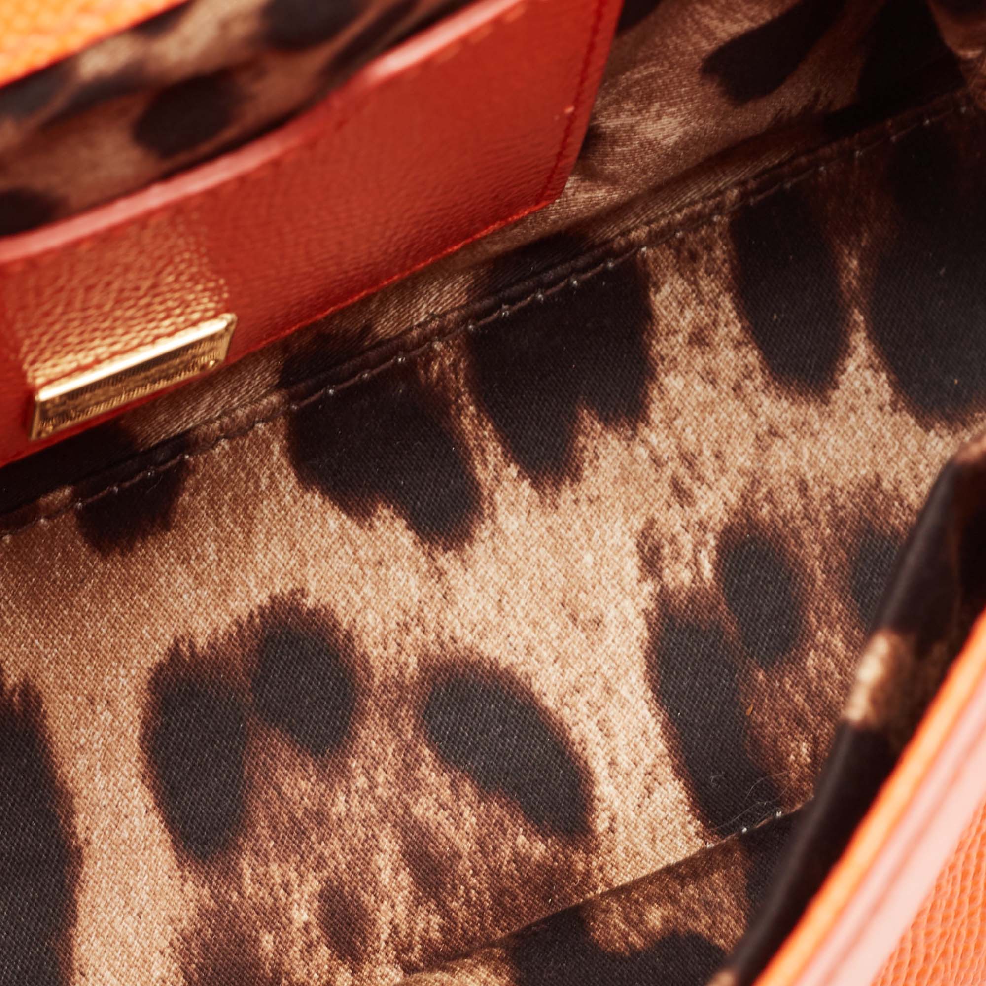 Dolce & Gabbana Orange Leather Small Miss Sicily Top Handle Bag 