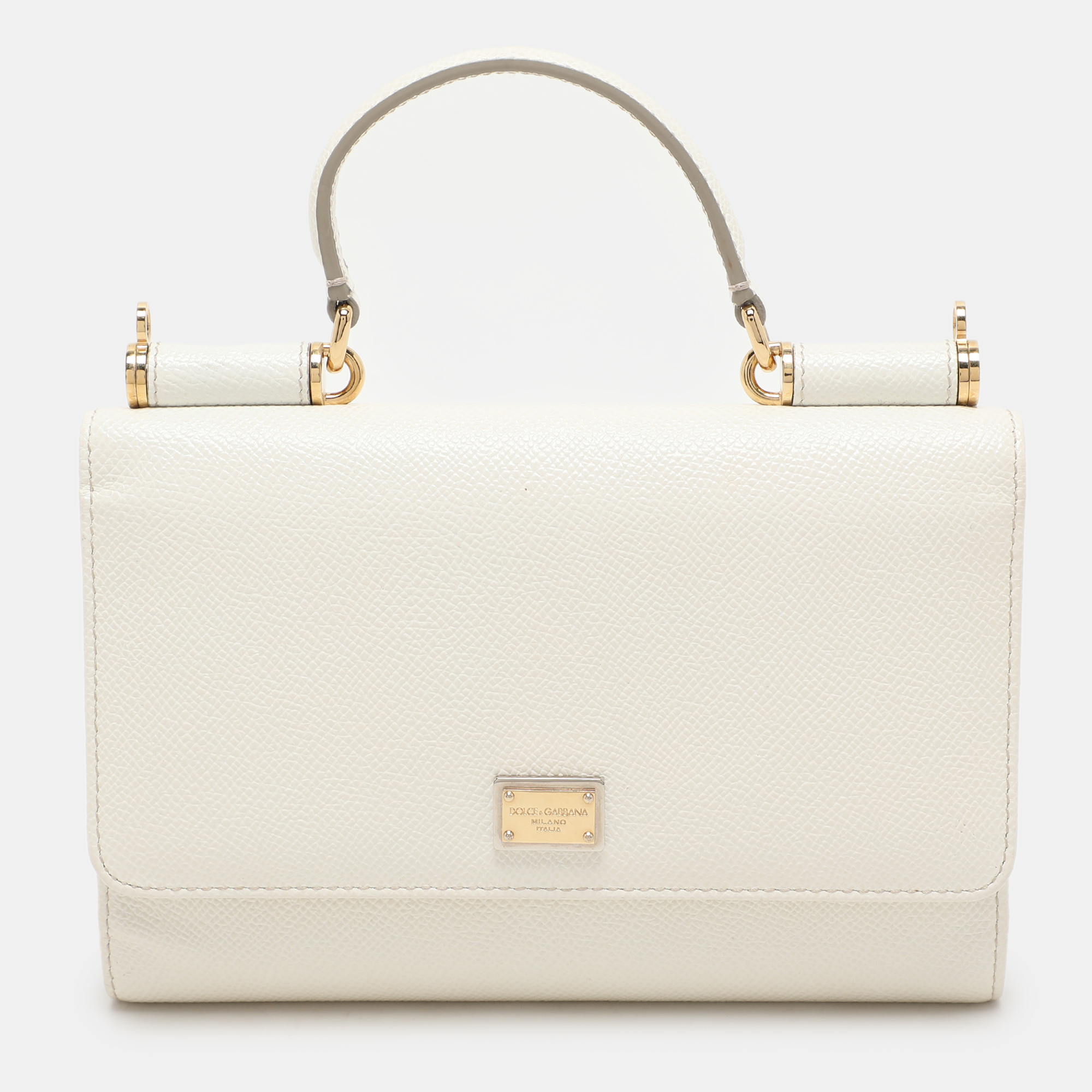 

Dolce & Gabbana White Leather Miss Sicily Von Wallet On Chain