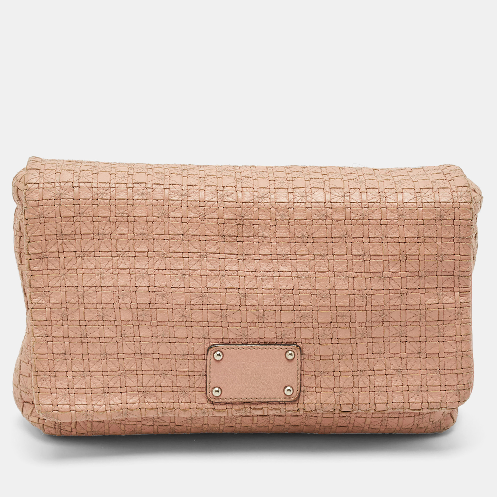 

Dolce & Gabbana Pink Woven Leather Miss Lexington Clutch