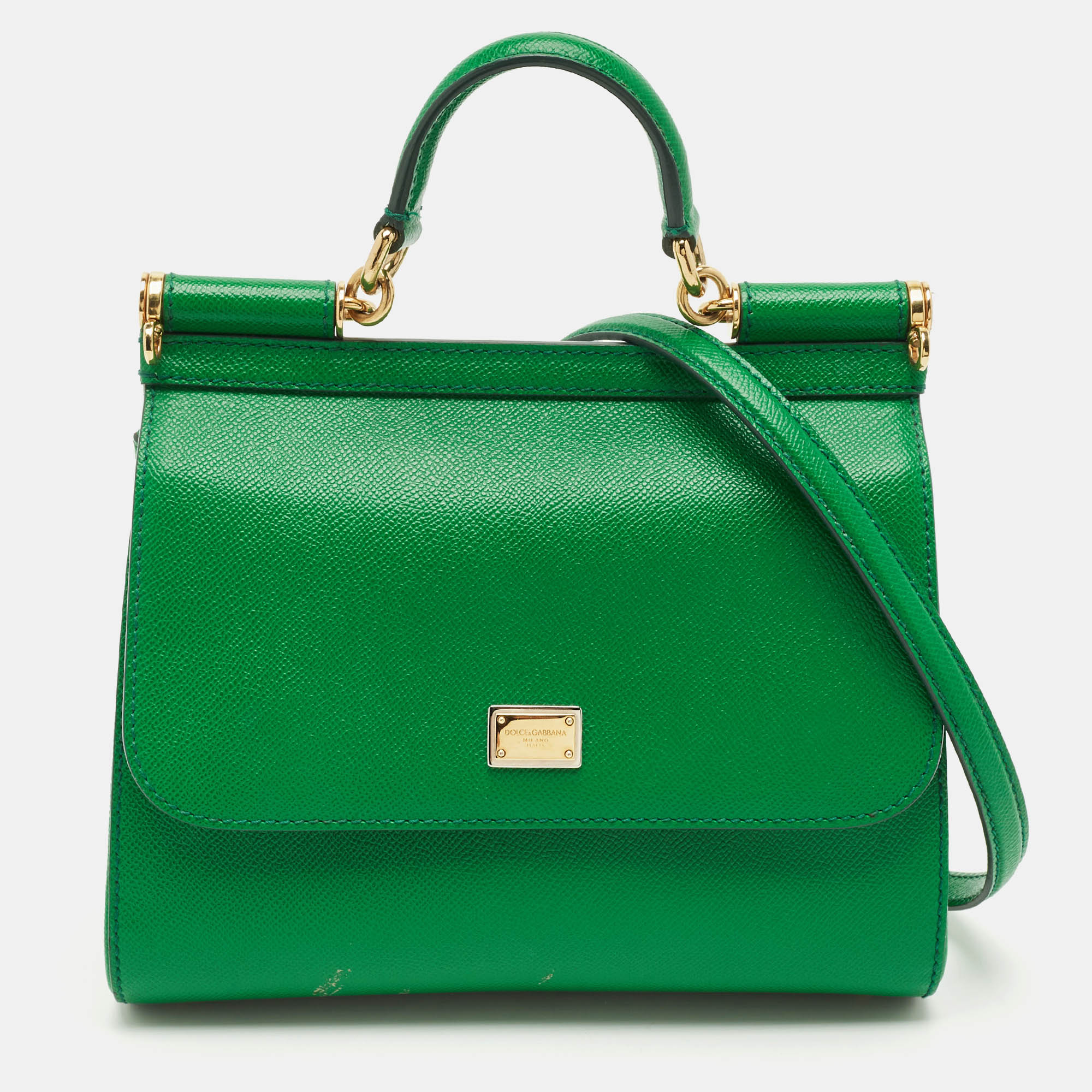 

Dolce & Gabbana Green Leather  Miss Sicily Top Handle Bag