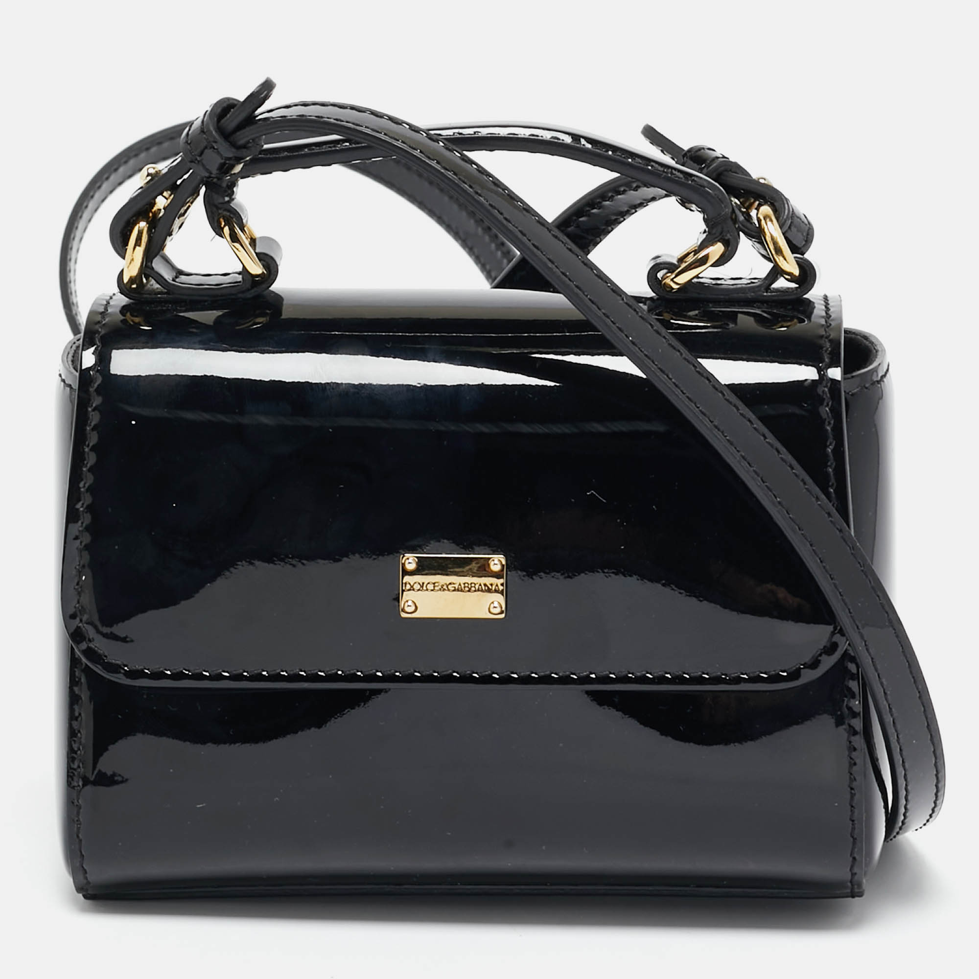 

Dolce & Gabbana Black Patent Leather Micro Miss Sicily Crossbody Bag