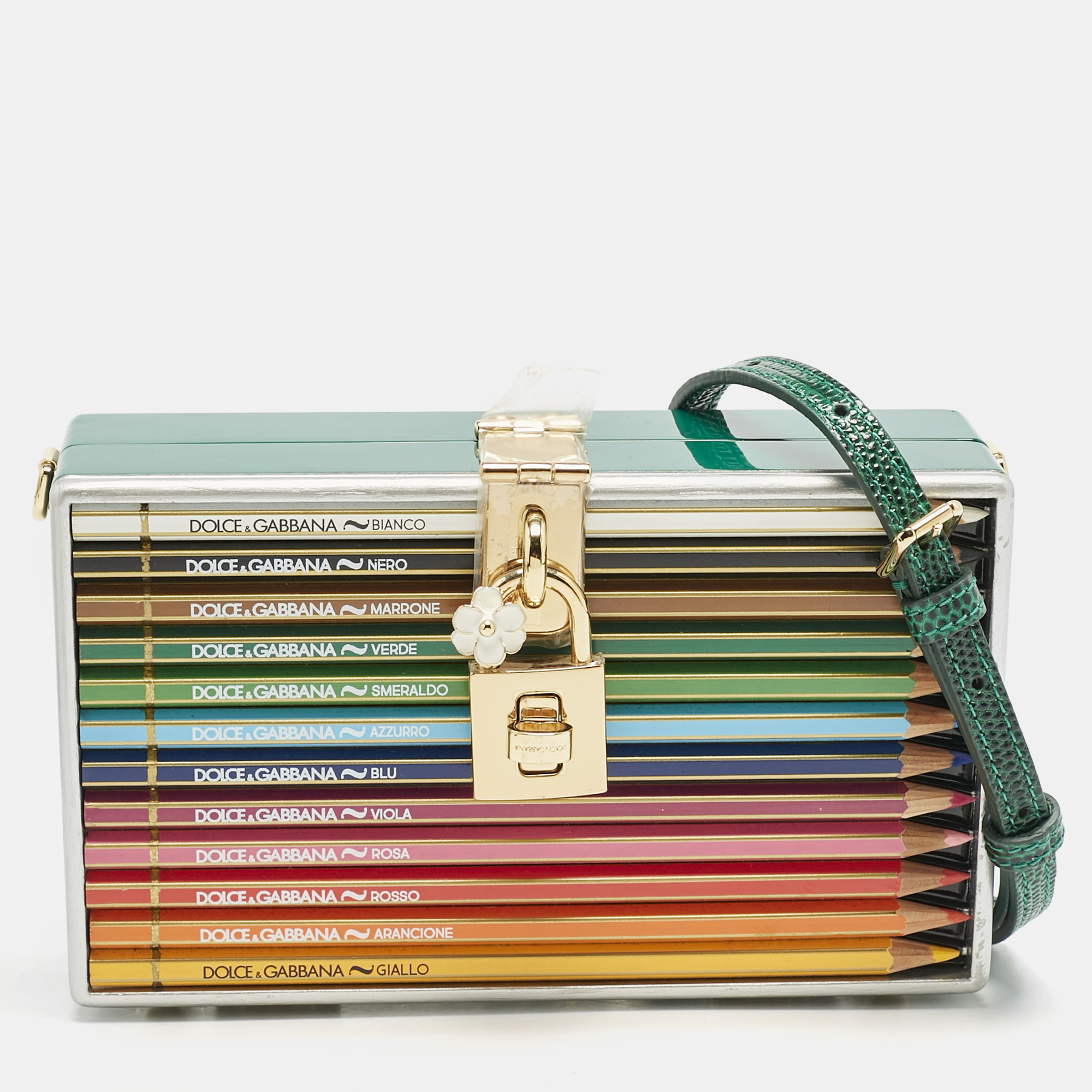 

Dolce & Gabbana Green Resin Color Pencil Box Clutch