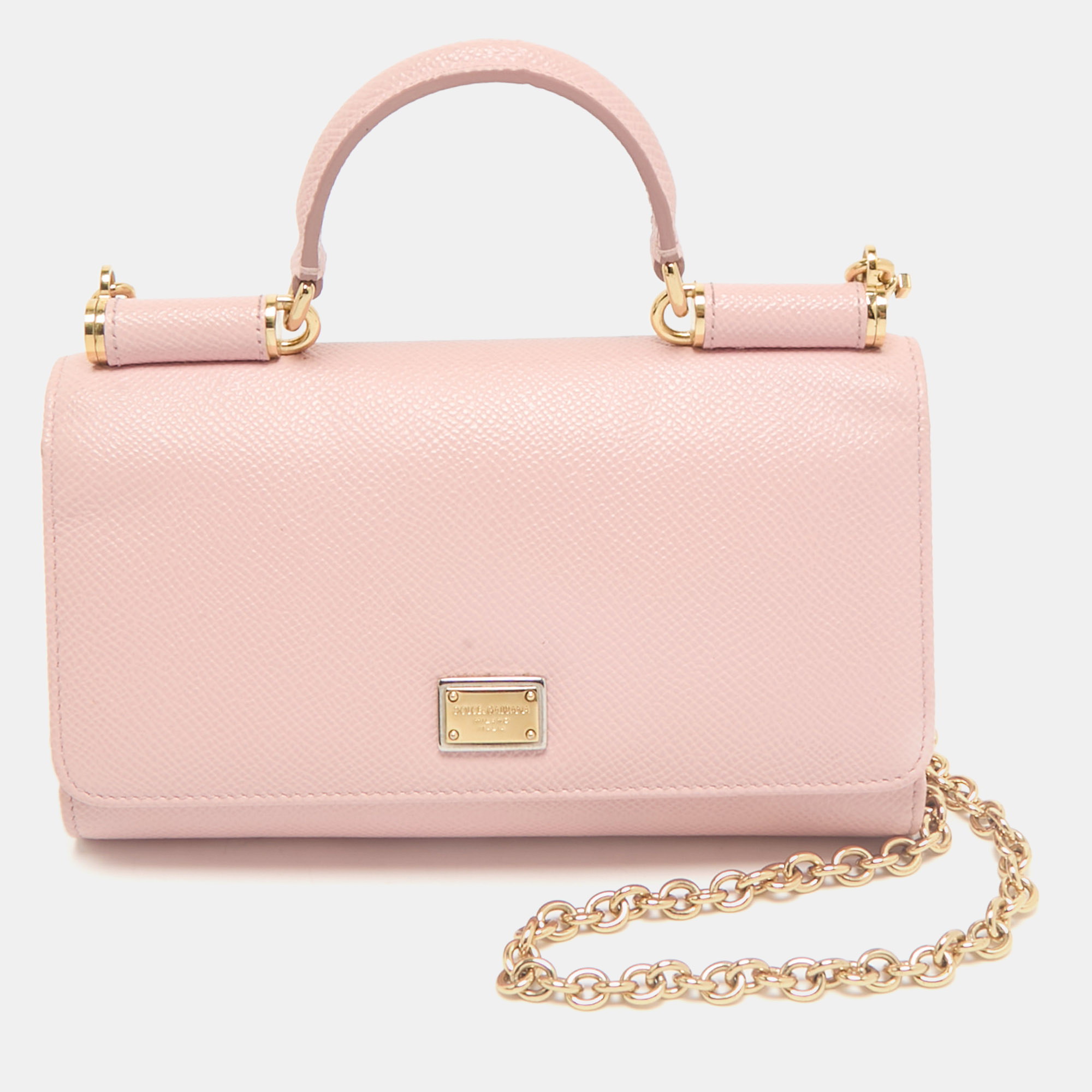 

Dolce & Gabbana Light Pink Leather Miss Sicily Von Wallet On Chain