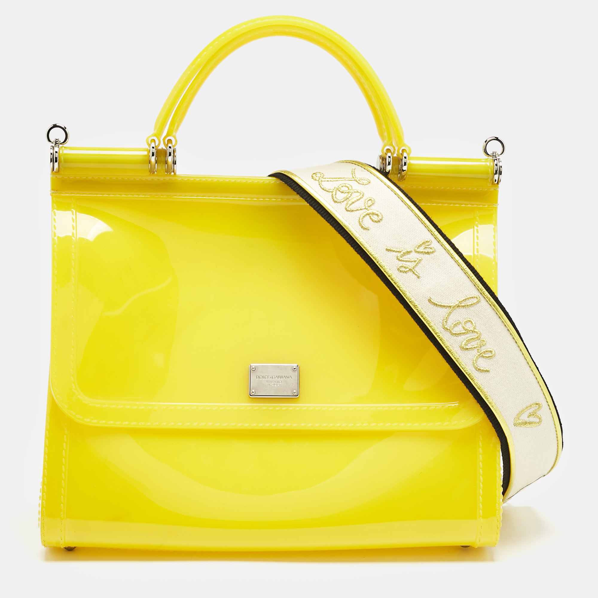 

Dolce & Gabbana Yellow Rubber Miss Sicily Top Handle Bag