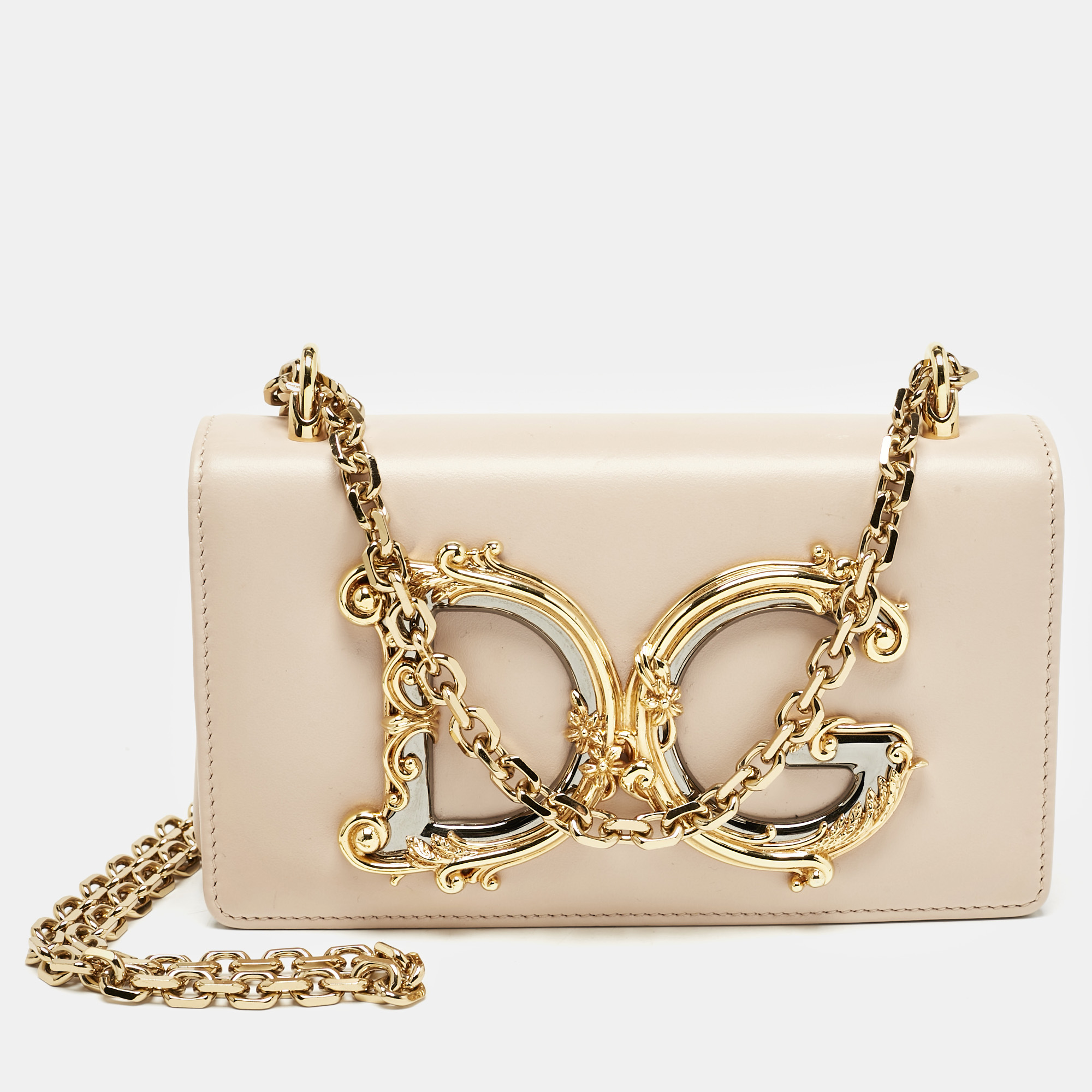 

Dolce & Gabbana Beige Leather DG Girls Phone Bag