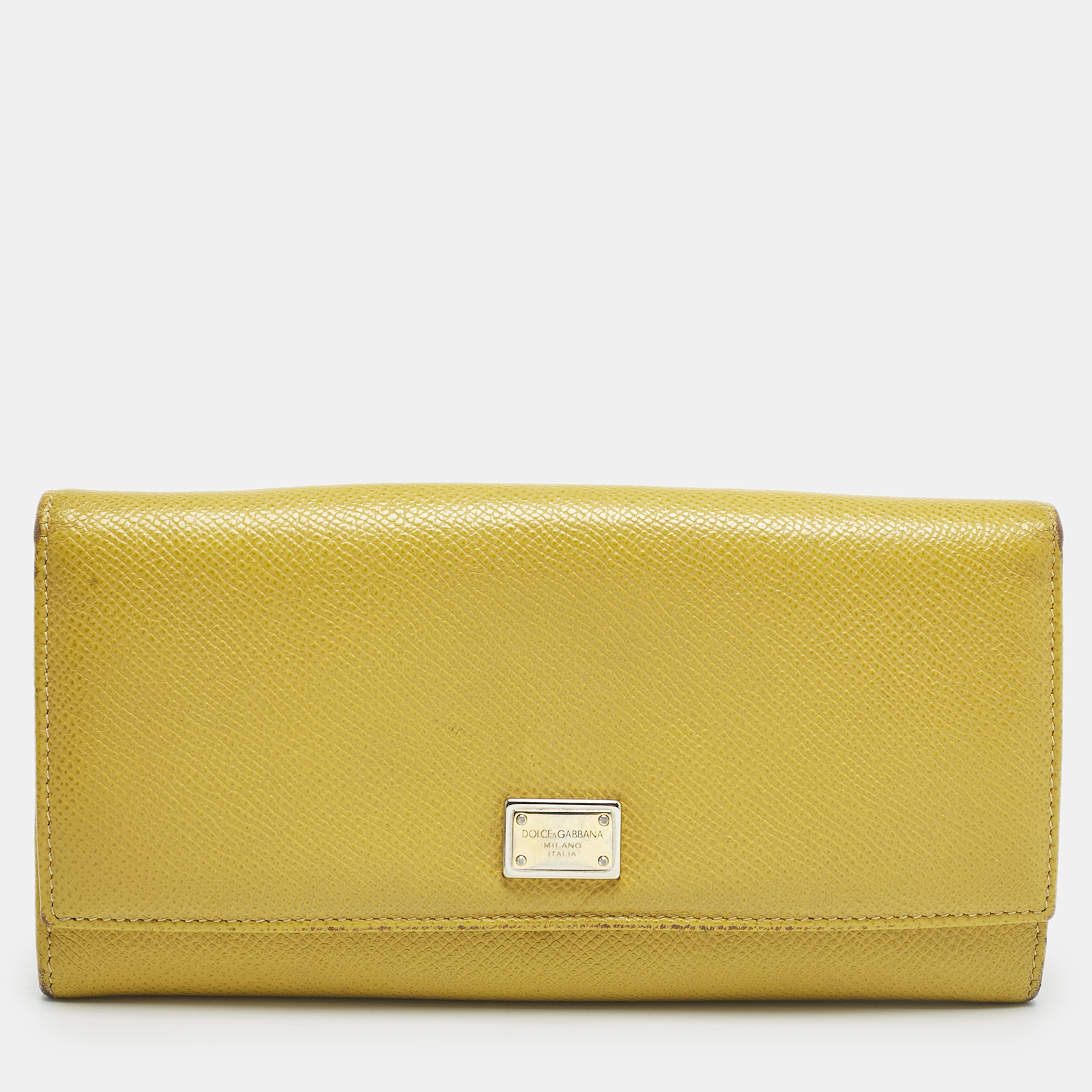 

Dolce & Gabbana Yellow Leather Flap Continental Wallet