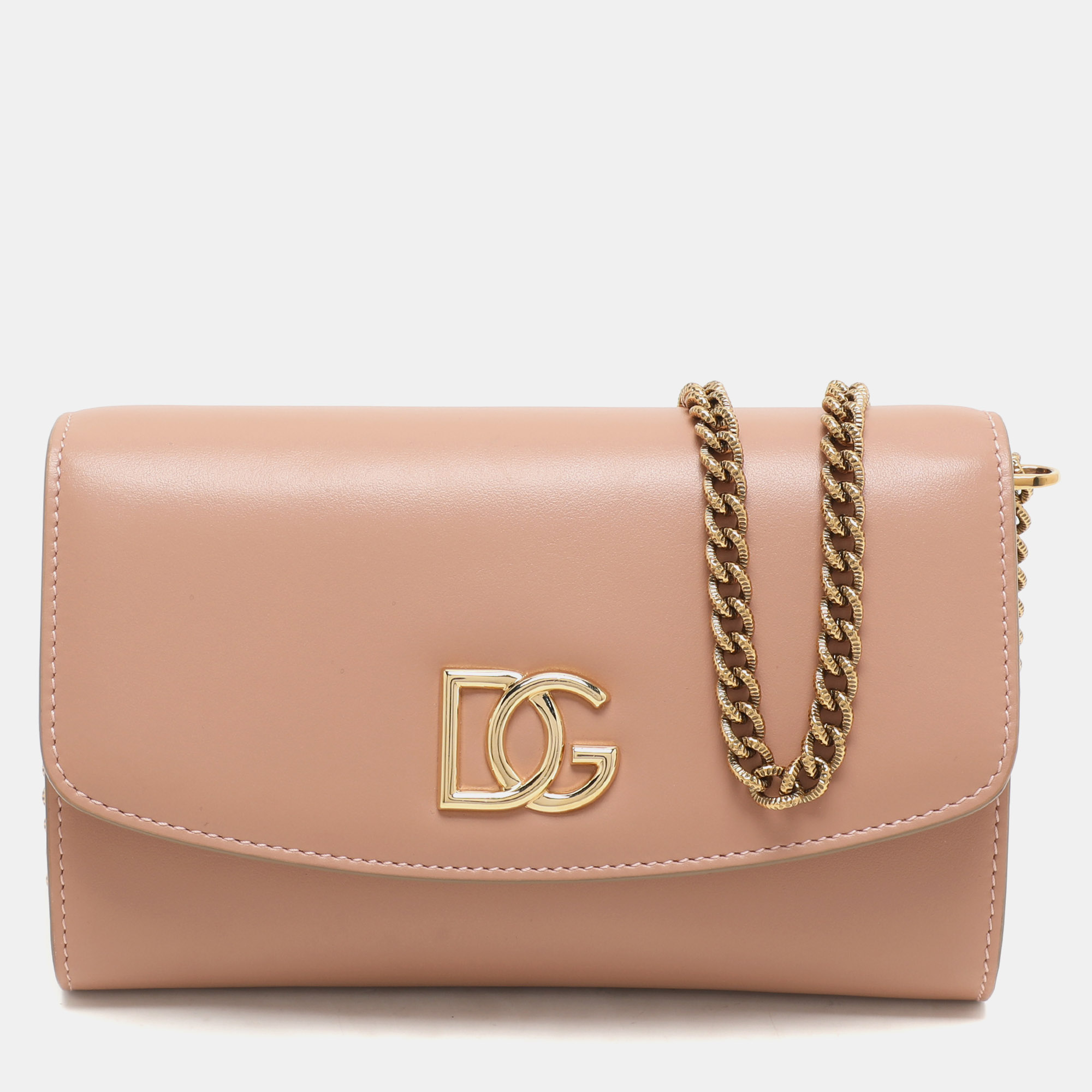 

Dolce & Gabbana Nude Pink Leather DG Wallet On Chain