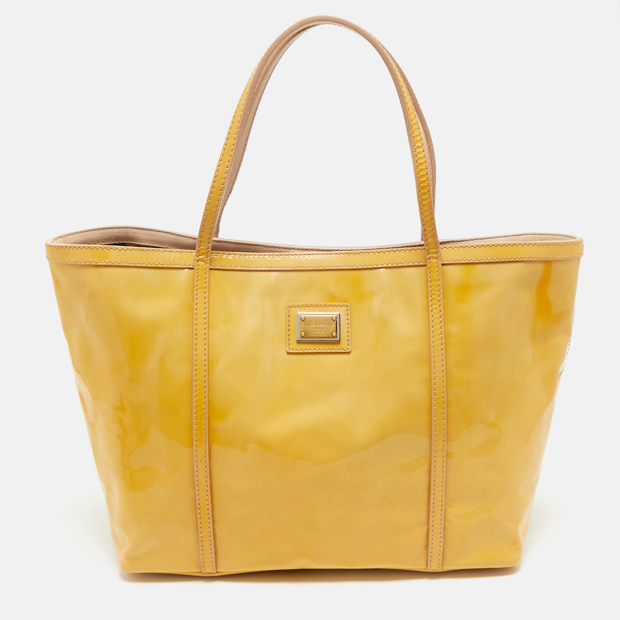 

Dolce & Gabbana Yellow Patent Leather Miss Escape Tote