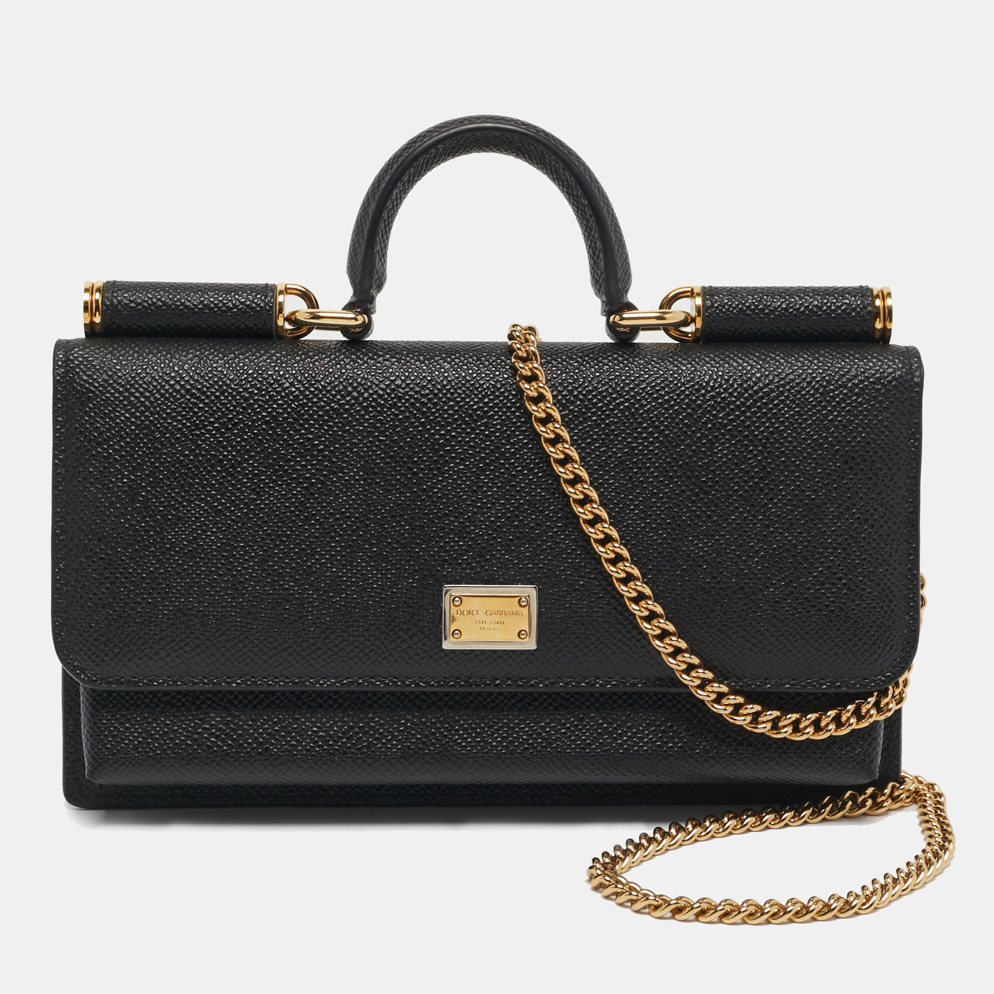 

Dolce & Gabbana Black Leather Miss Sicily Von Wallet On Chain