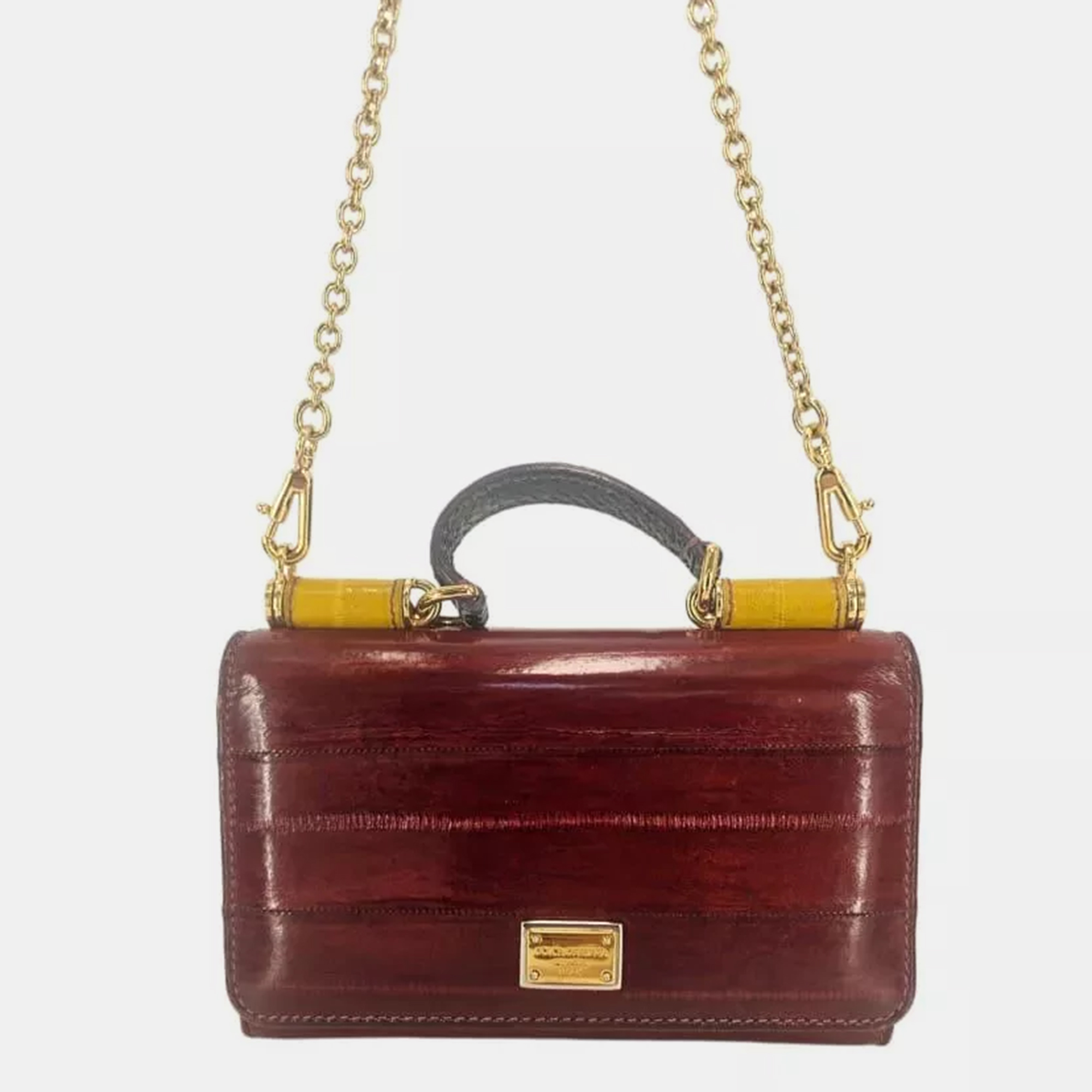 

Dolce & Gabbana Miss Sicily Von Tricolor Eel Leather Smartphone Bag, Burgundy