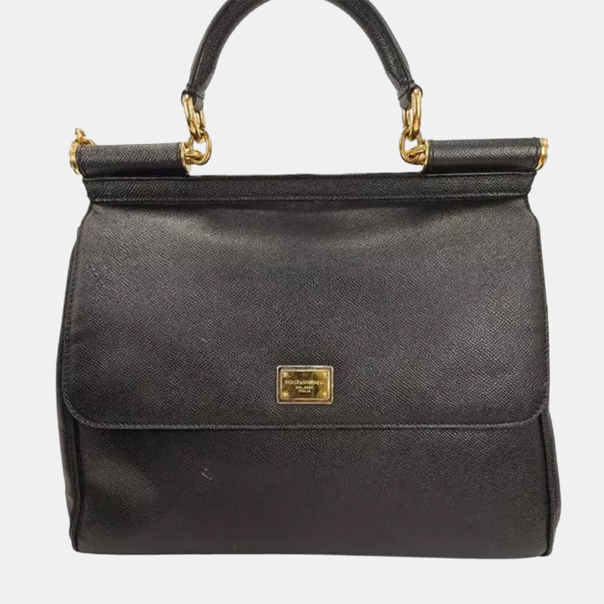 

Dolce & Gabbana Miss Sicily Black Leather Top Handle Bag