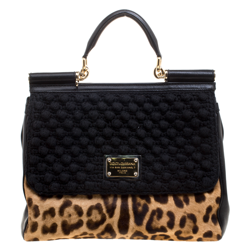 DOLCE & GABBANA Leopard Jaguar Print pony hair Miss Sicily Bag Medium  size
