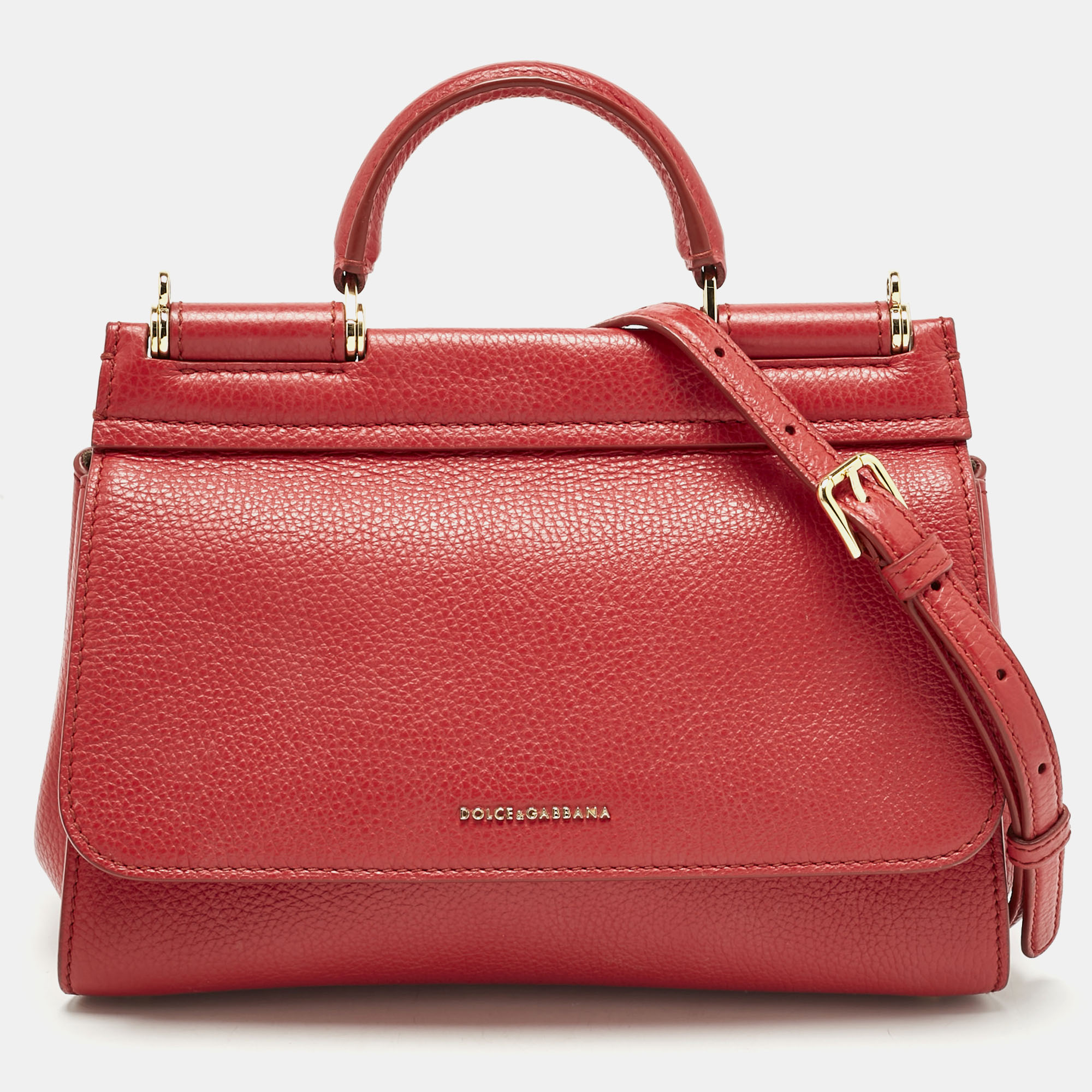 

Dolce & Gabbana Red Leather  Soft Sicily Top Handle Bag
