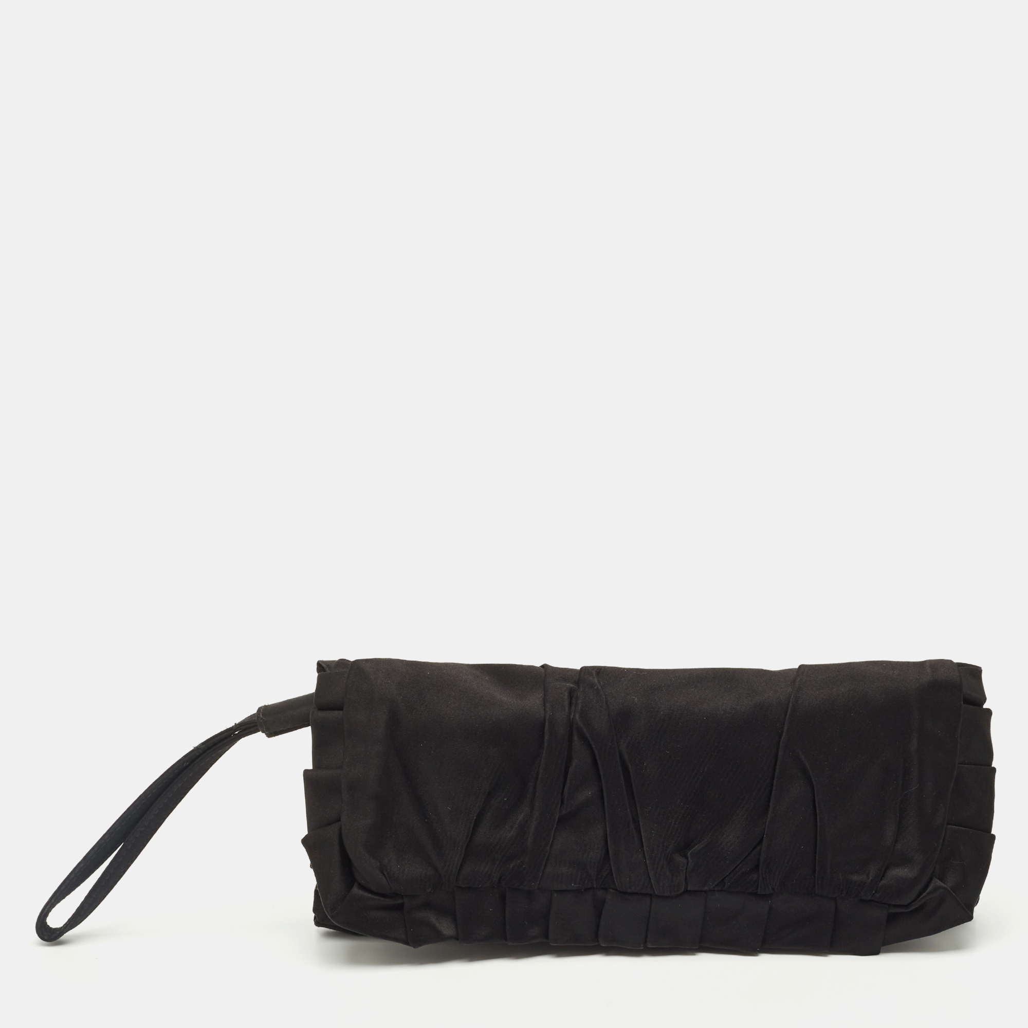 

Dolce & Gabbana Black Satin Miss Dee Wristlet Clutch