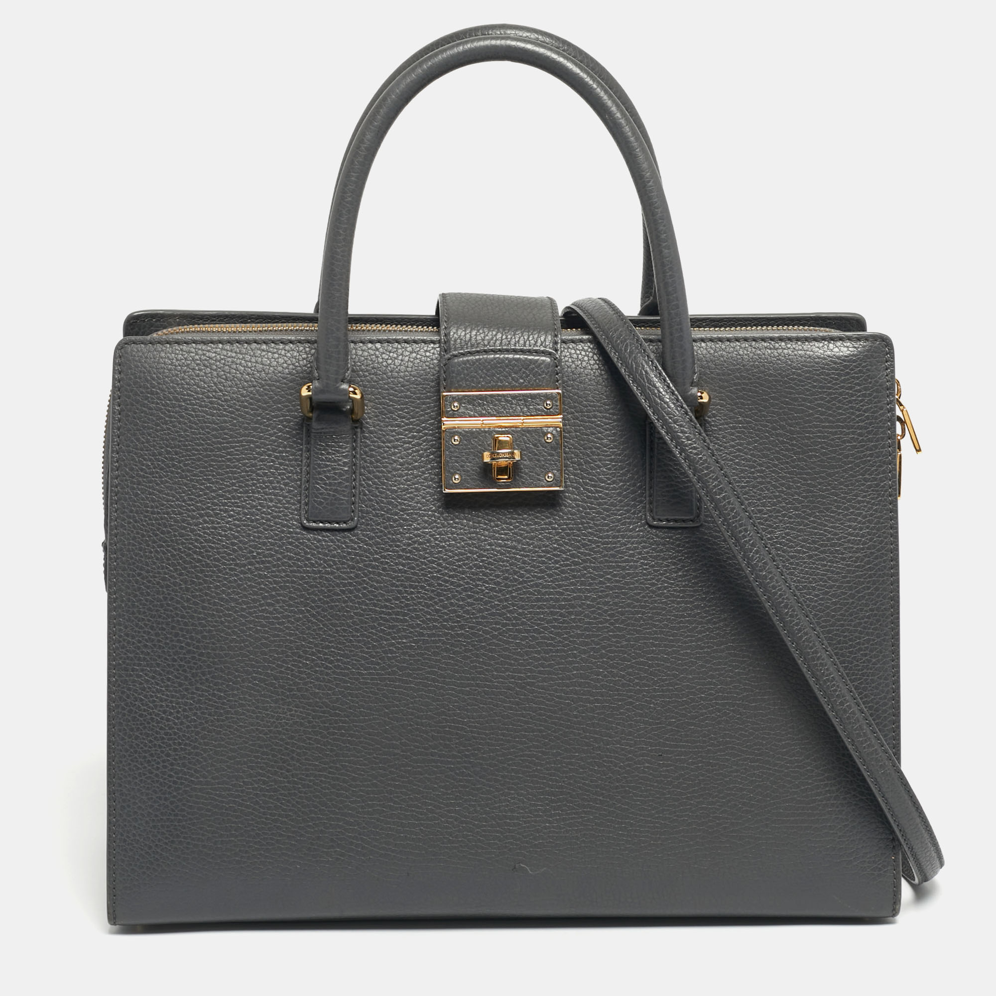 

Dolce & Gabbana Grey Leather Rosalia Tote