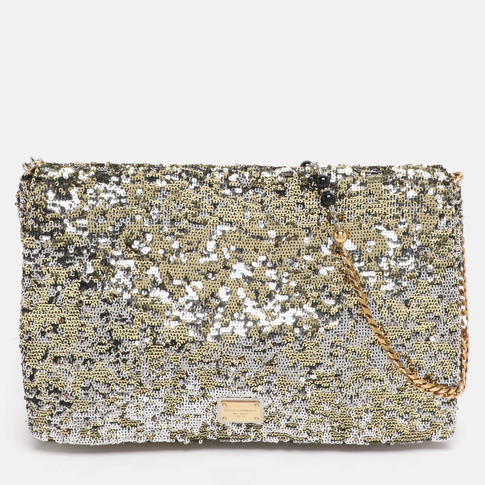 

Dolce & Gabbana Metallic Sequins Miss Charles Flap Bag